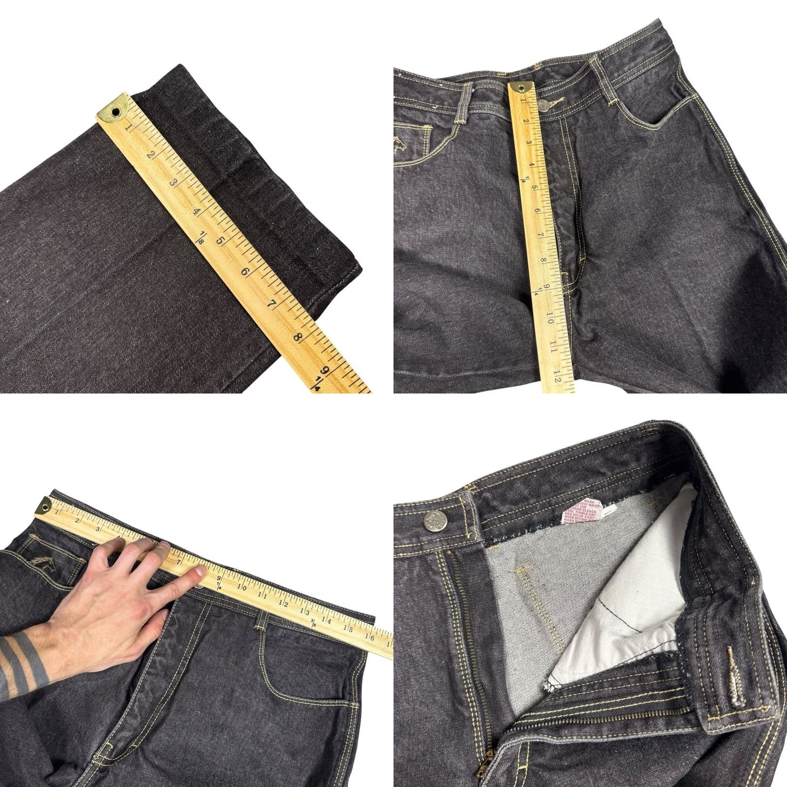 Jordache VINTAGE Jordache Jeans Mens 32x28 Charcoal Denim Thick Stitch Horse Head 90s Size US 33 - 8 Thumbnail