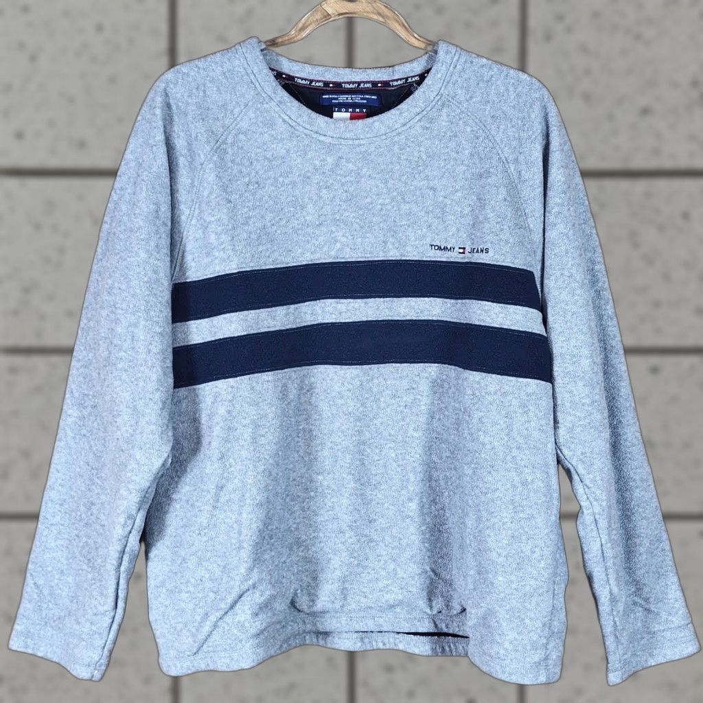 Vintage VINTAGE Tommy Jeans Fleece Sweatshirt Striped Crewneck Gray Mens L Size US L / EU 52-54 / 3 - 1 Thumbnail