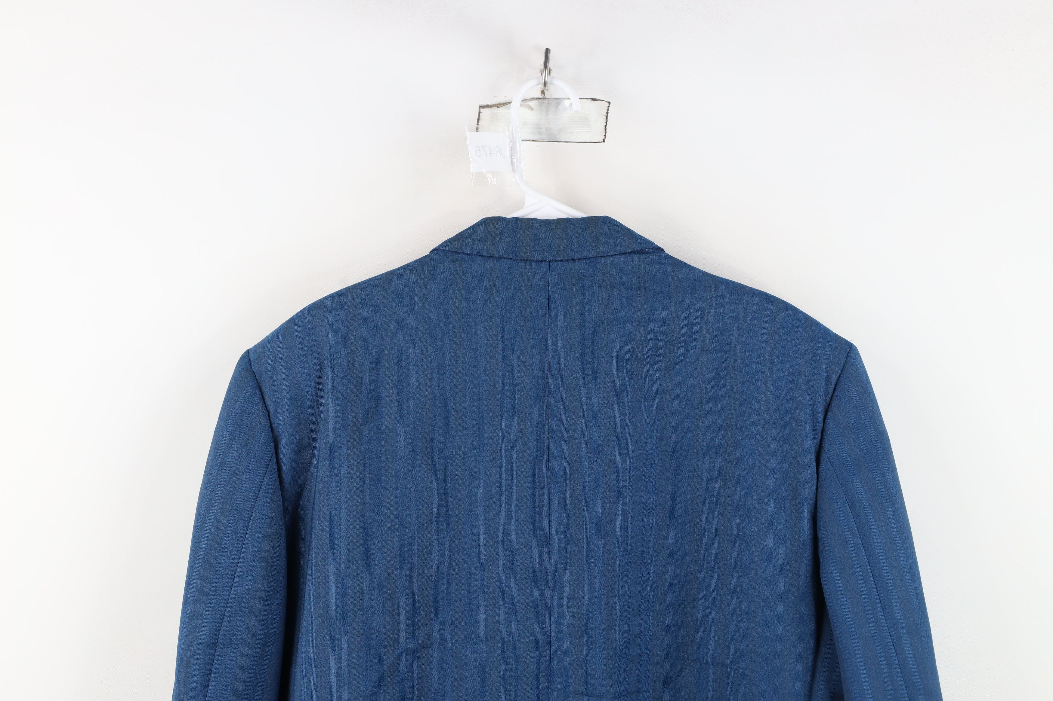 Vintage Vintage 60s 70s Streetwear Striped Wool Suit Jacket Blue Size US XL / EU 56 / 4 - 15 Thumbnail