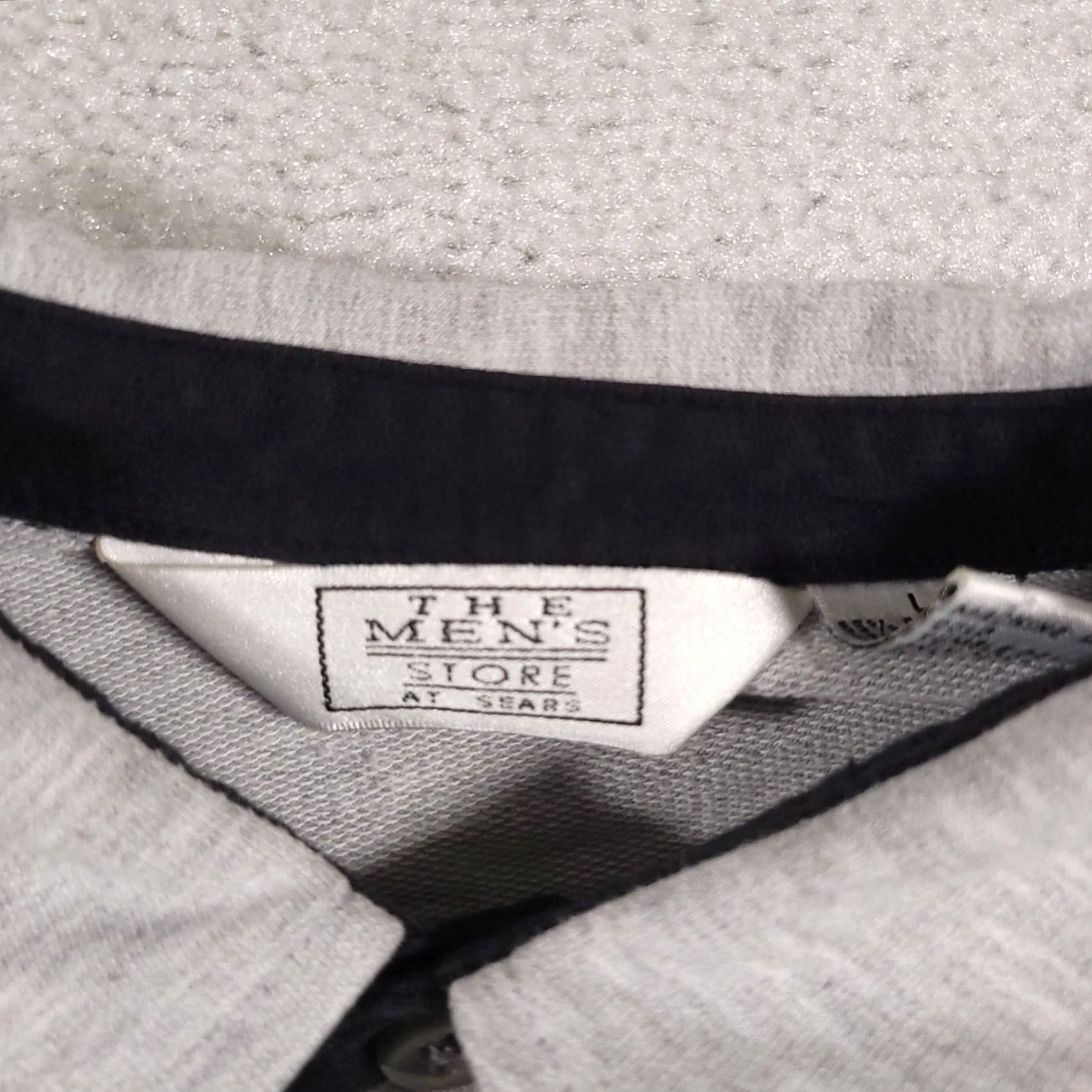Sears VINTAGE The Men's Store at Sears Polo Shirt Mens Large Gray Black Blue Striped 90s Men Size US L / EU 52-54 / 3 - 6 Thumbnail