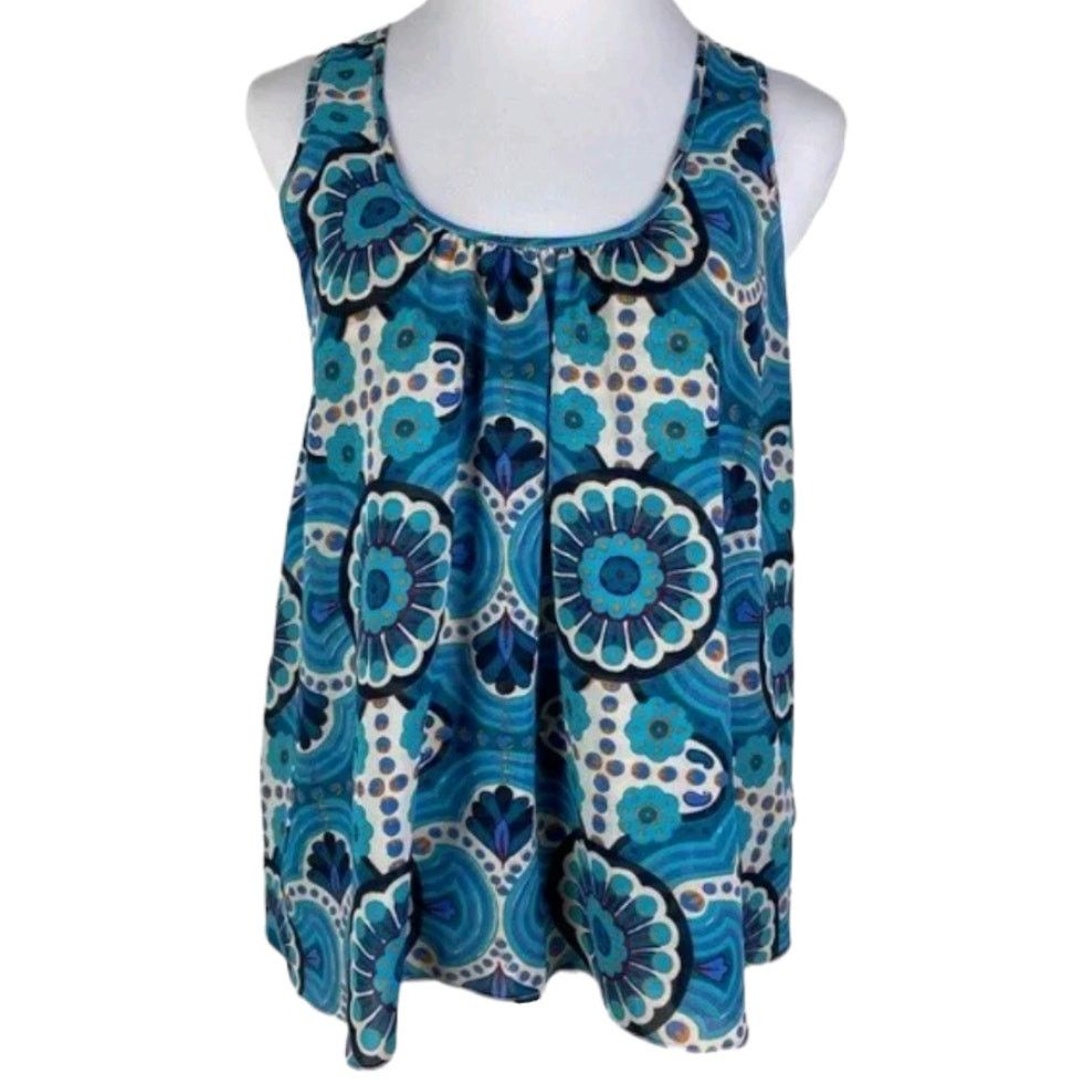 Anthropologie ANTHROPOLOGIE Blue Merlon Geometric Tank Meadow Rue Medium Size M / US 6-8 / IT 42-44 - 1 Thumbnail
