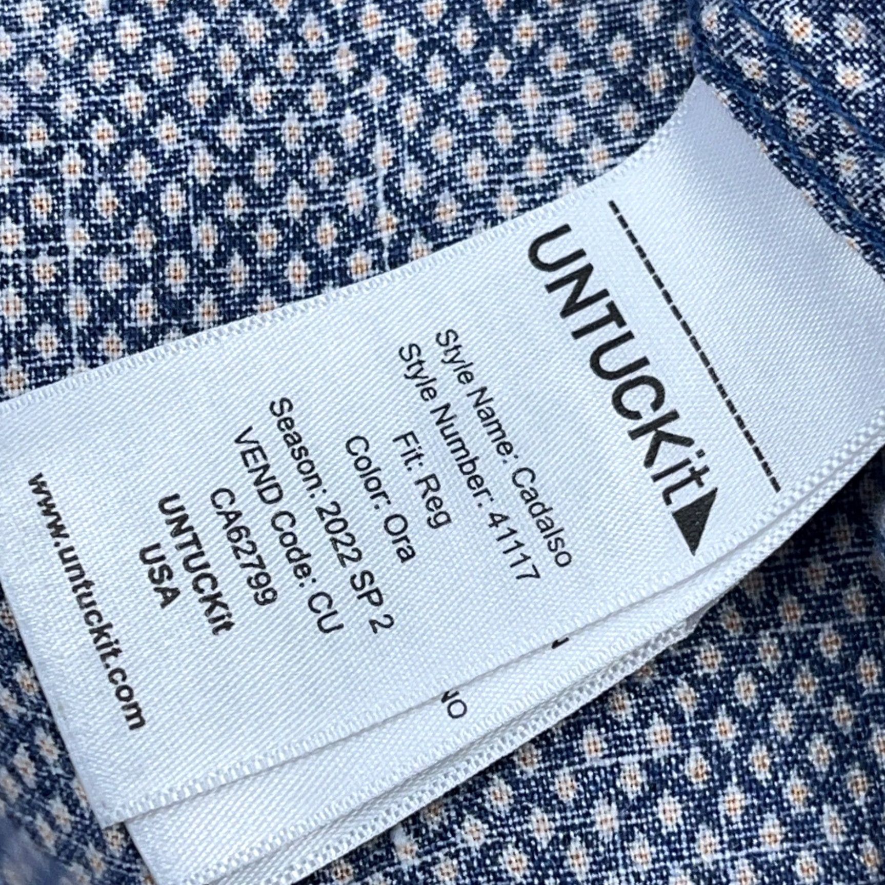 UNTUCKit UNTUCKit Shirt Men Medium Blue Spotted Button Up Linen Casual Solid Modern Preppy Polka Dot Button-Up Shirt Mens Size US M / EU 48-50 / 2 - 6 Thumbnail