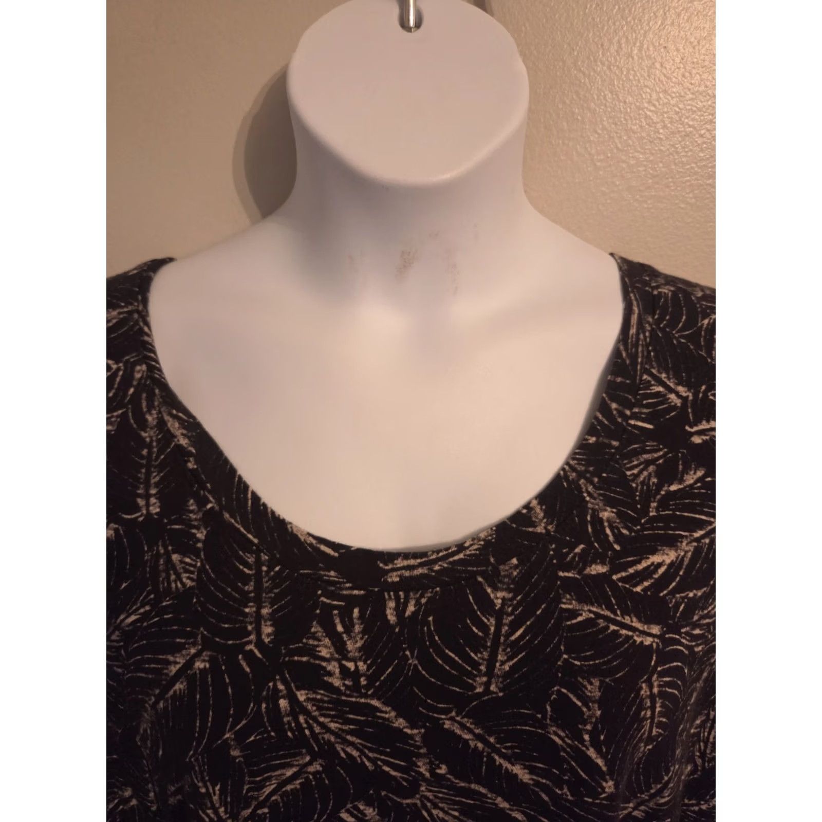 Vintage Falls Creek Shirt Black Palm Leaf Print Short Sleeve Casual Top 3X Plus Womens Size XXL / US 16-18 / IT 52-54 - 2 Thumbnail