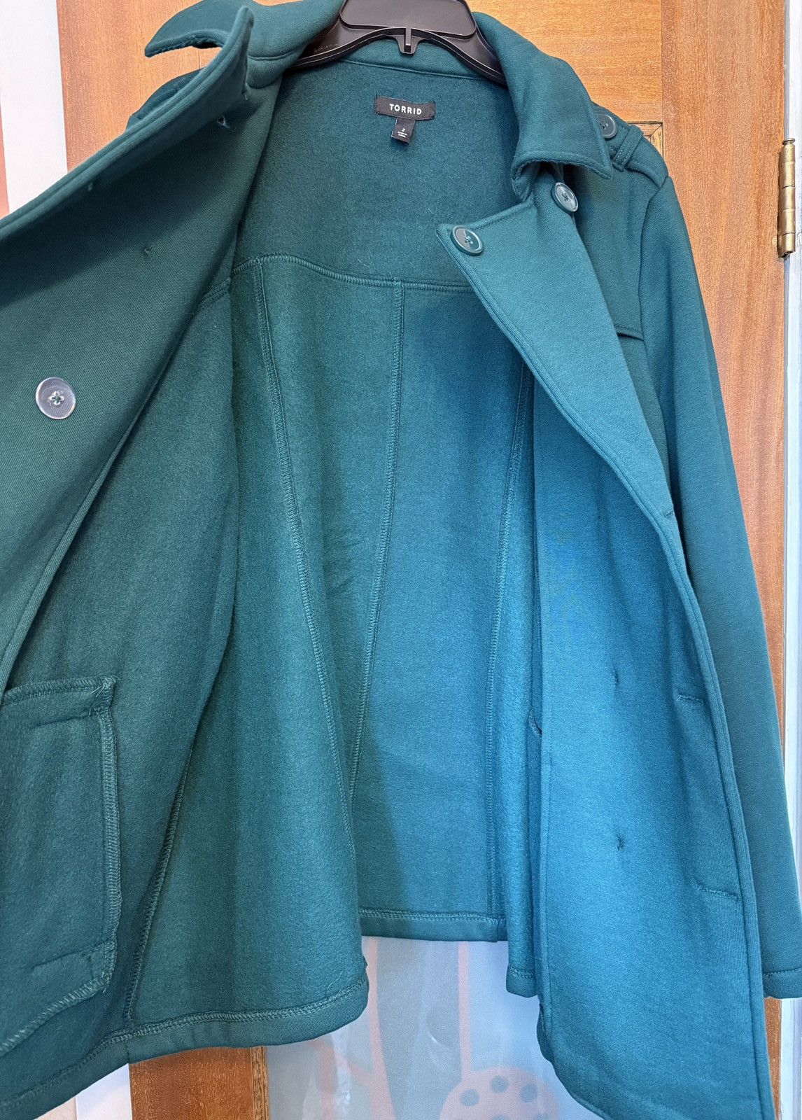 Torrid Torrid Botanical Green Dble Breast Lined Pea Coat Jacket Size XXL / US 16-18 / IT 52-54 - 4 Thumbnail