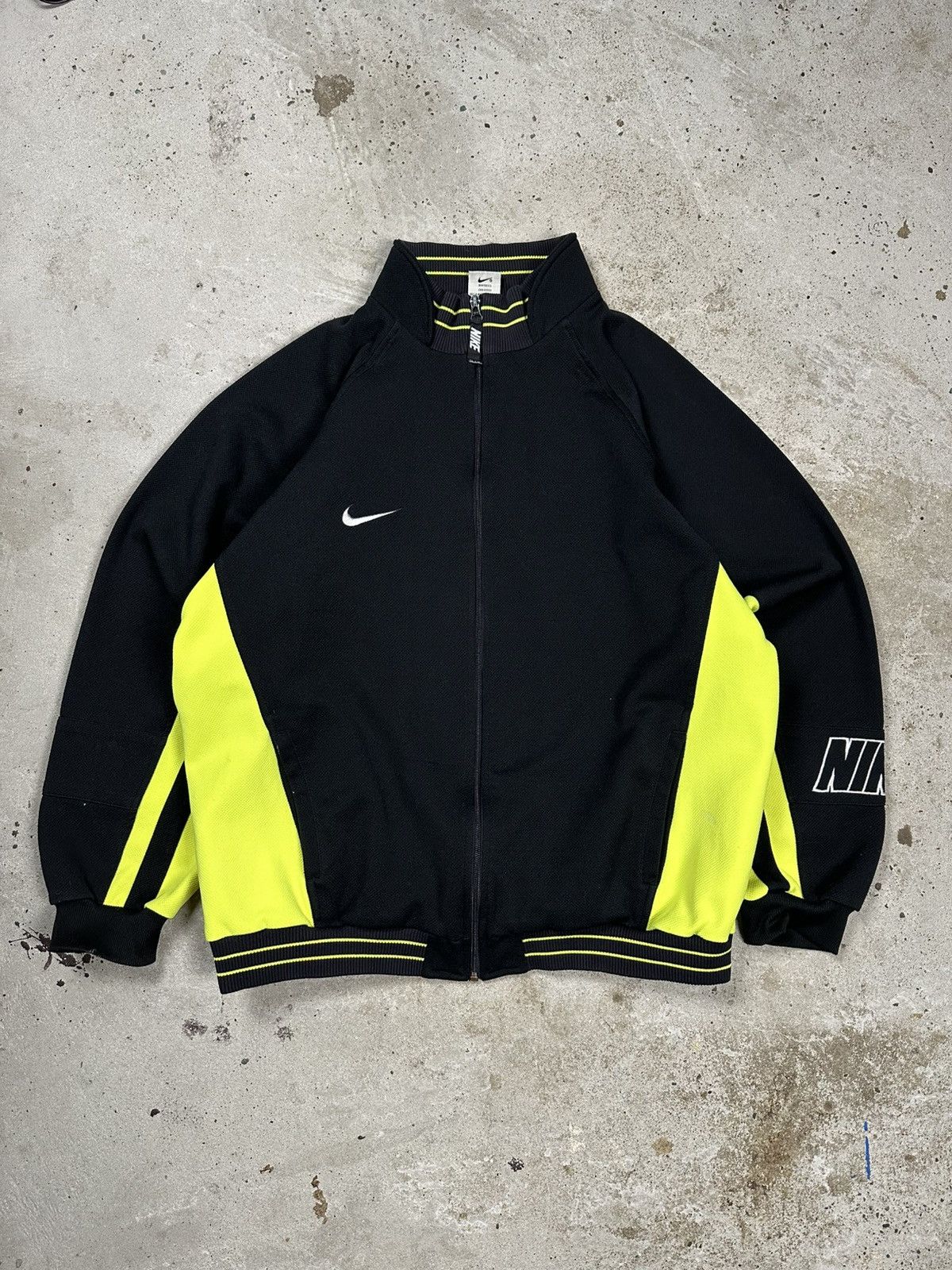 Nike Vintage 90s Nike Black Neon Track Jacket Multi Swoosh Logo Size US XL / EU 56 / 4 - 2 Thumbnail