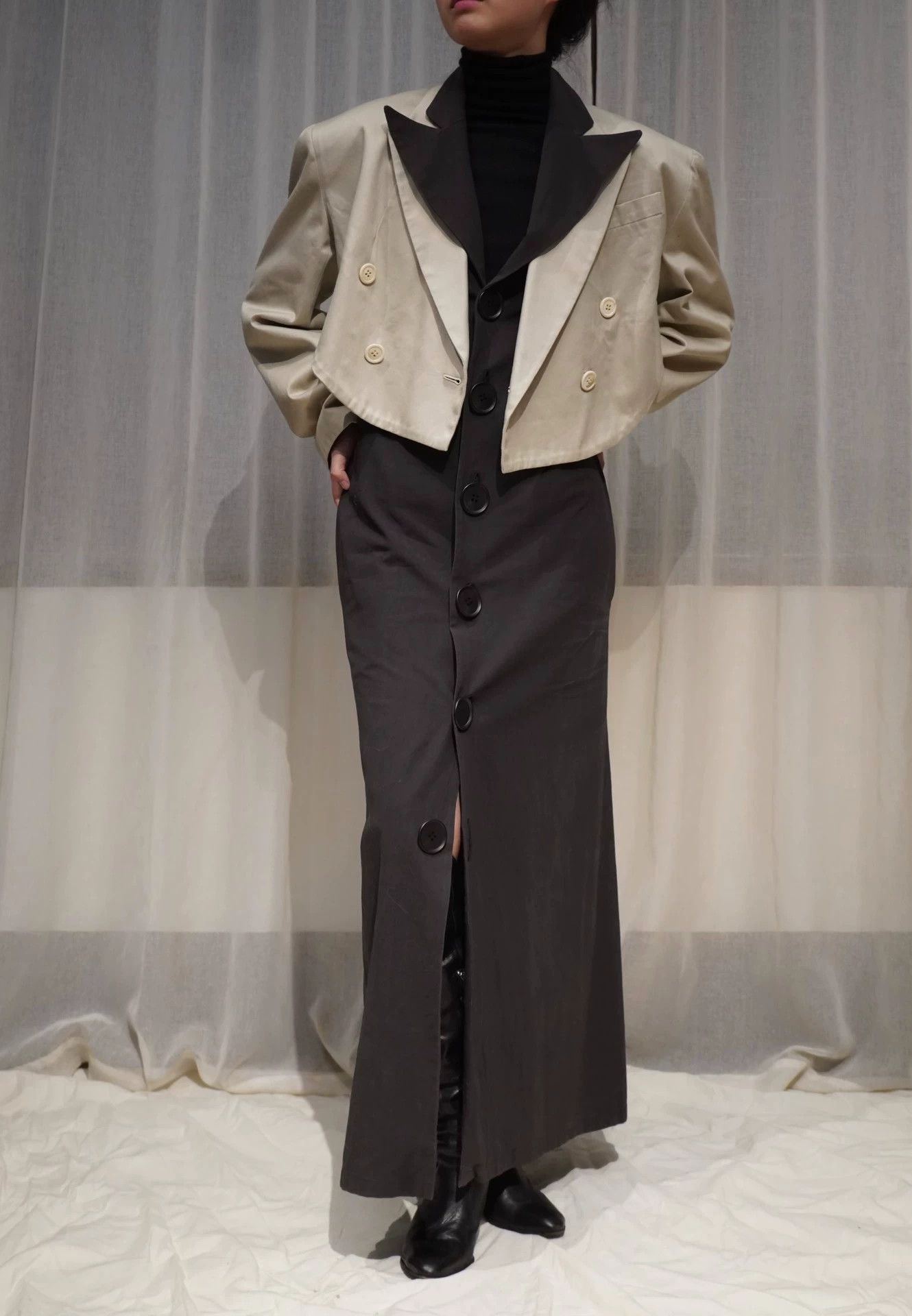 Yohji Yamamoto YOHJI YAMAMOTO 1991 Eggshell Gray Oversized Short Jacket Size ONE SIZE - 7 Thumbnail