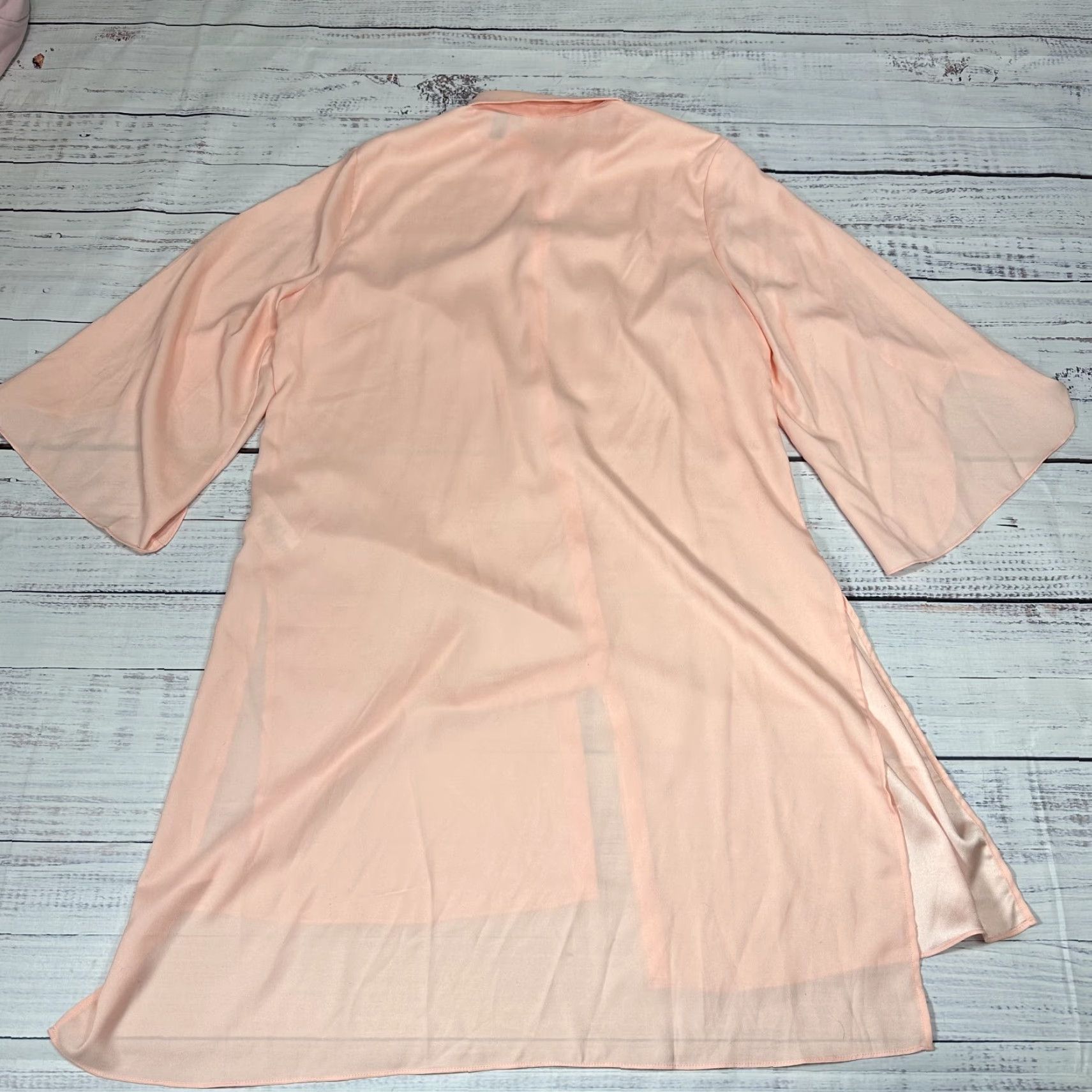 Vintage H by Halston Shirt Tunic Women Pink M Bell Sleeve Sheer Lightweight Size M / US 6-8 / IT 42-44 - 3 Thumbnail