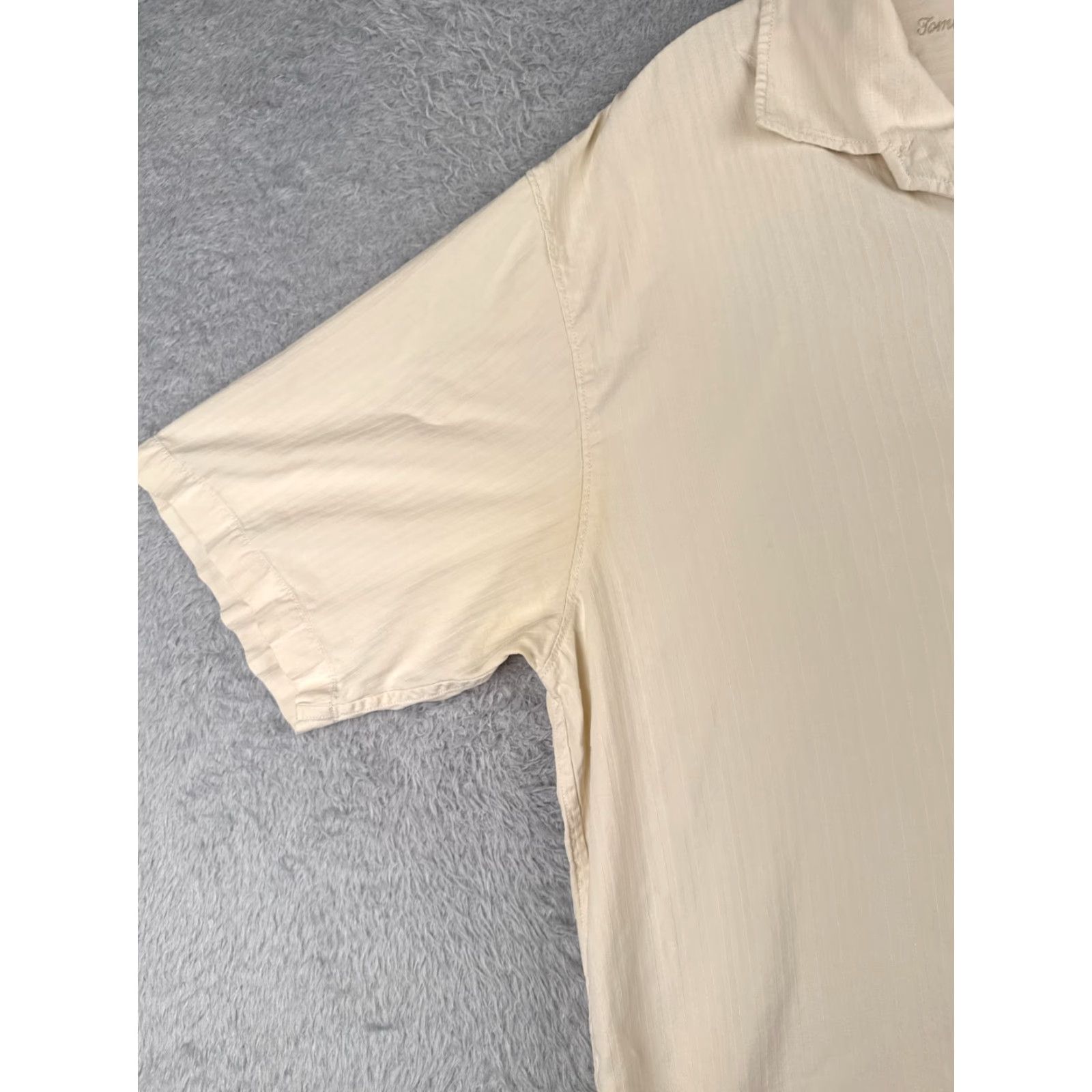 Tommy Bahama Tommy Bahama Shirt Men Large Ivory Stripe 100% Silk Button Up Hawaiian Pocket Size US L / EU 52-54 / 3 - 3 Thumbnail