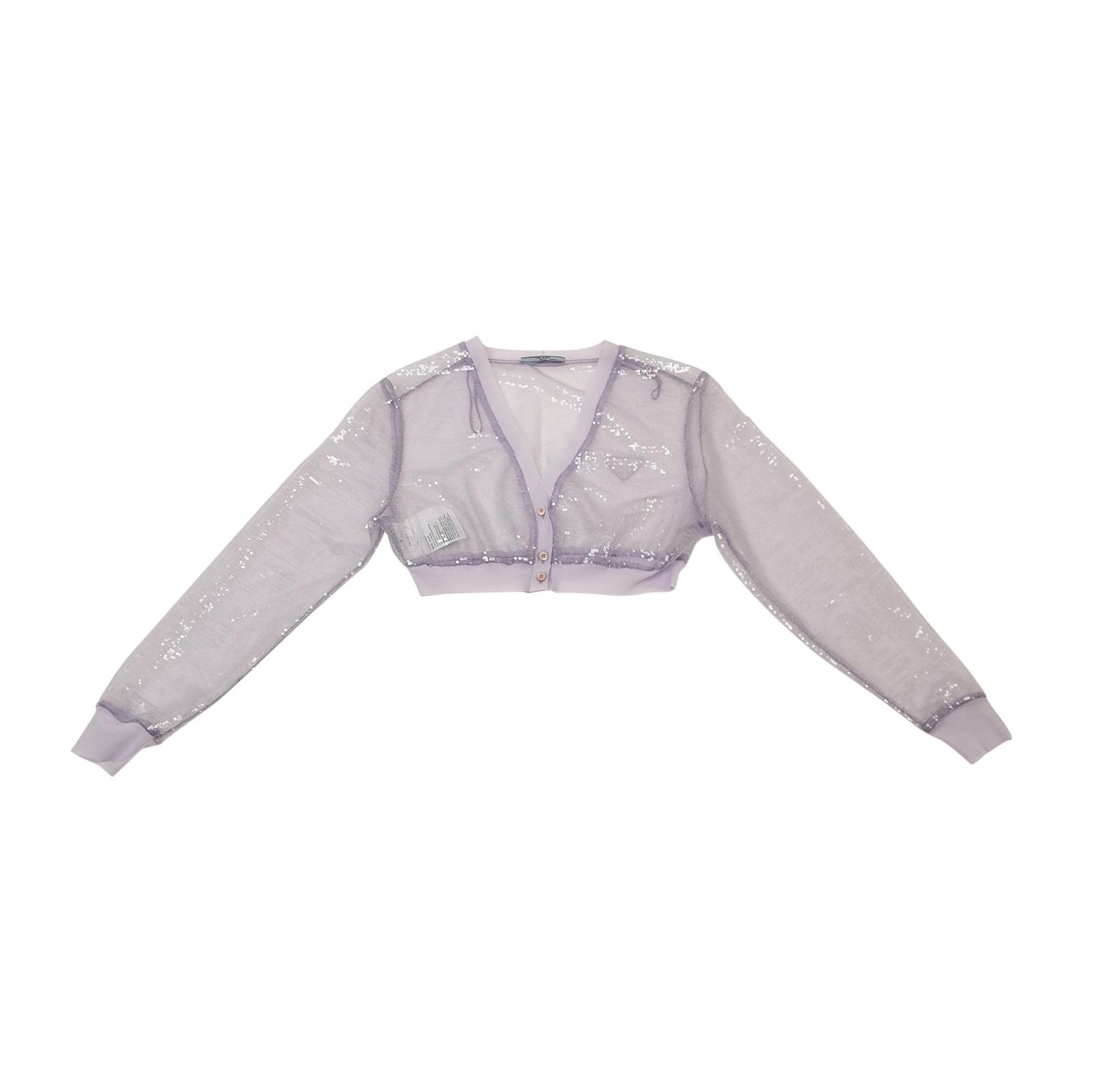 Prada Sequined Triangle Logo V-Neck Jacket - dmc