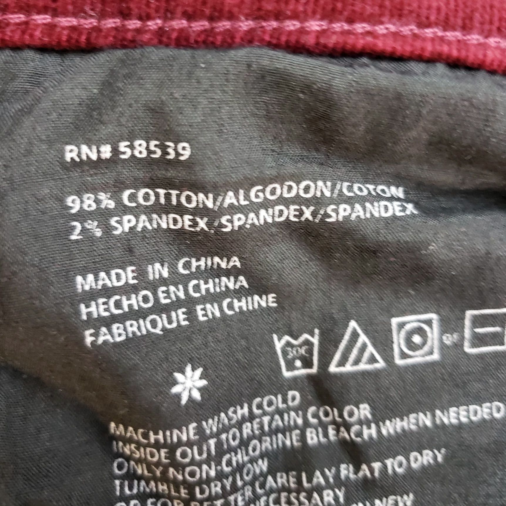 Vintage Edyson Womens Skinny Corduroy Pants Sz 31 Red Mid Rise Cotton Blend Pant Womens Size 24" / US 00 / IT 34 - 7 Thumbnail