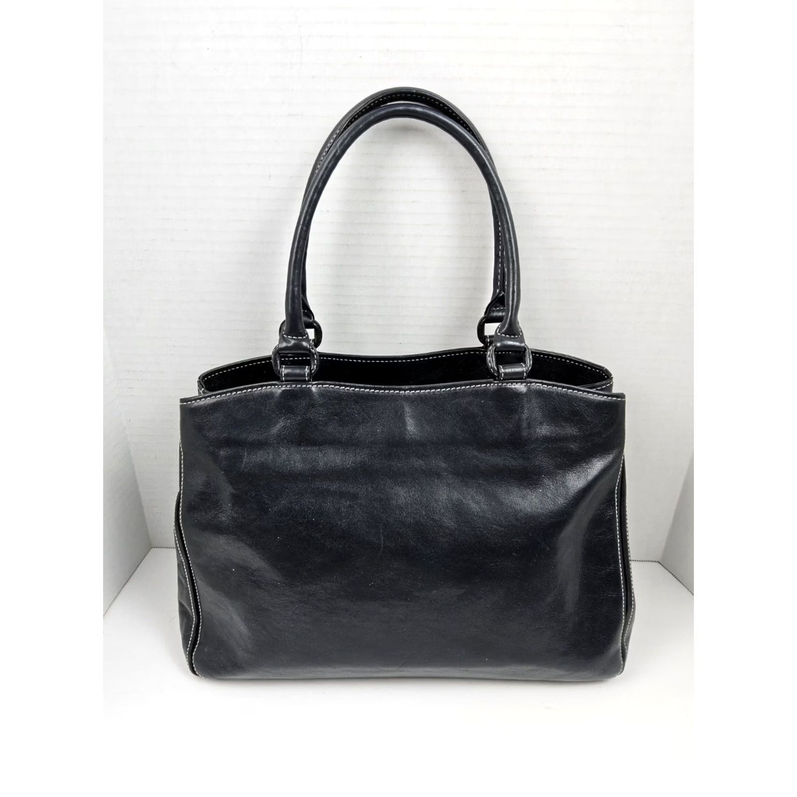 Vintage Kitamura Leather Tote Shoulder Handbag Purse Black Women Large Tote Leather Black 14x9.5x4.5 Womens Size ONE SIZE - 3 Thumbnail