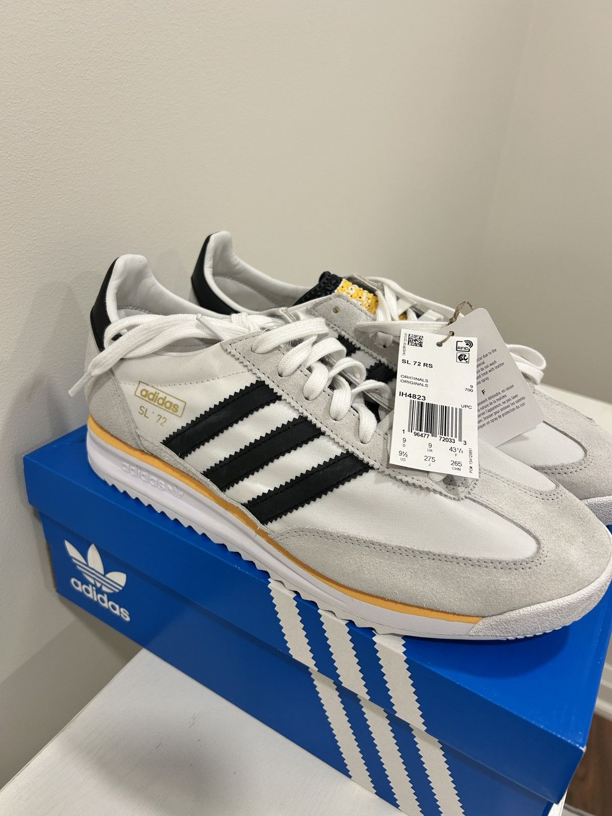 Adidas ADIDAS SL 72 RS White/ Black/ Yellow Size US 9.5 / EU 42-43 - 1 Thumbnail