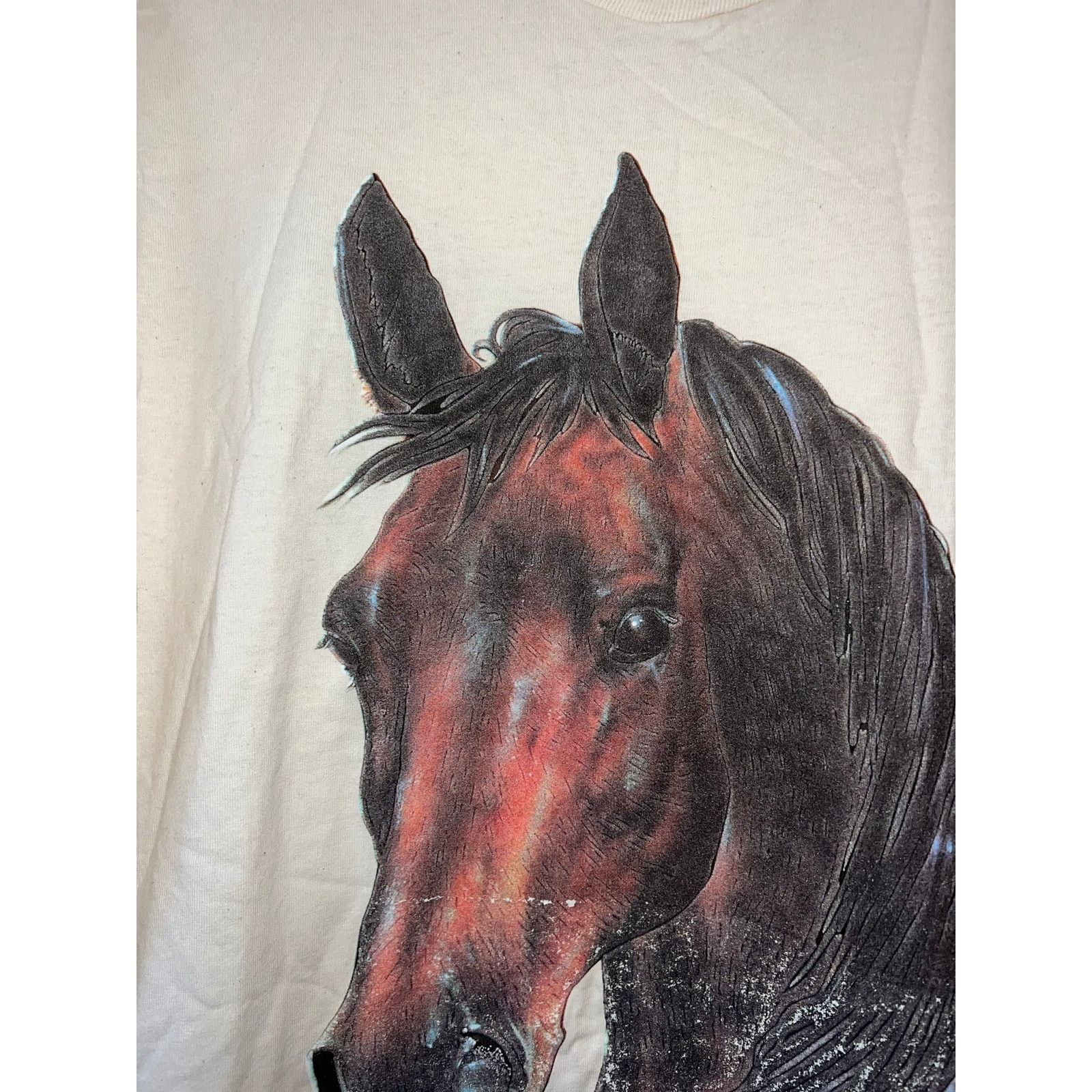 Jerzees 90s Vintage Horse Montana Nature White Shirt Tee VTG 1990s L Size US L / EU 52-54 / 3 - 2 Thumbnail