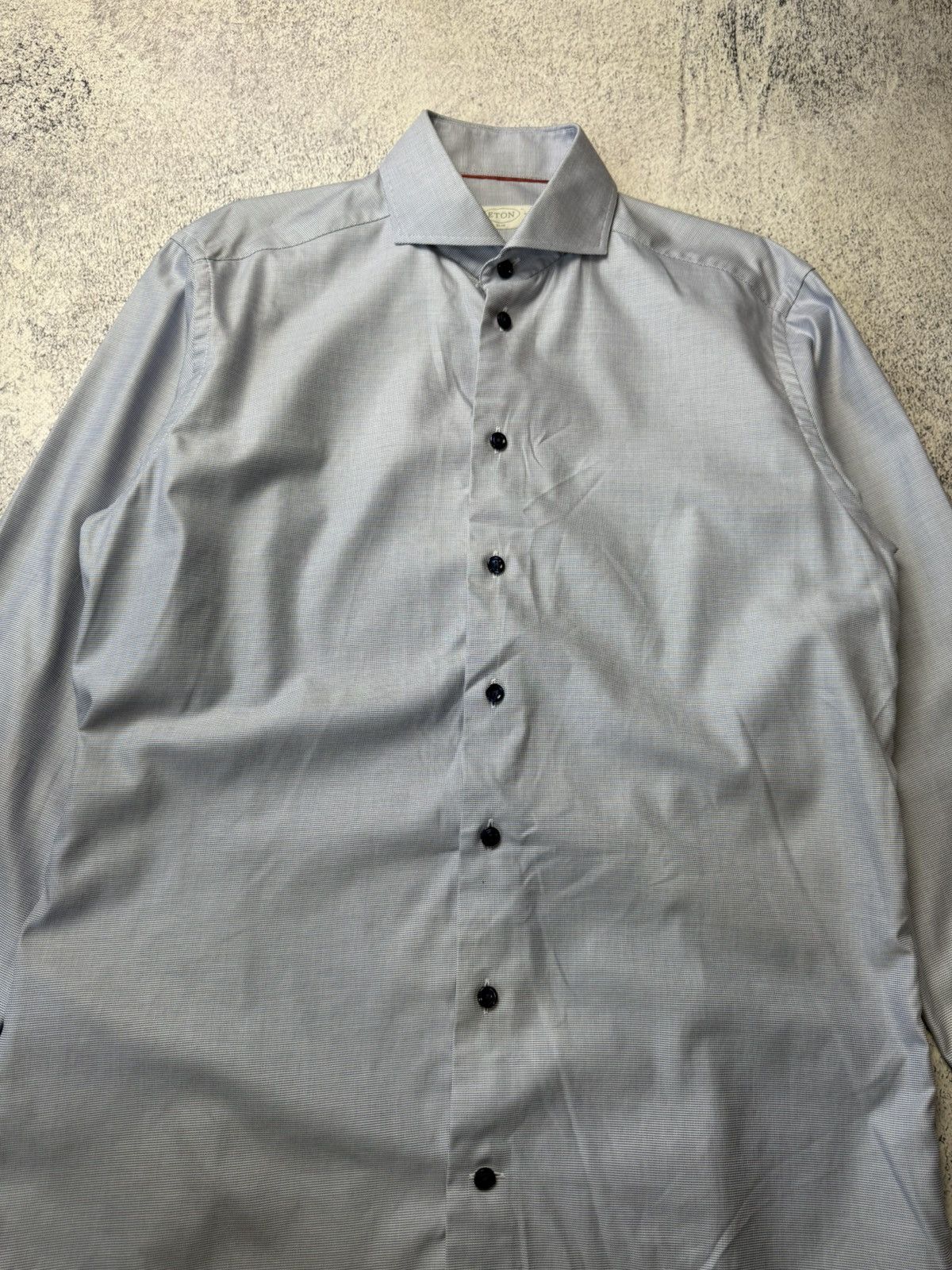 Eton ETON Mens Button Down Blue Cotton Slim Long Sleeve Shirt Size US L / EU 52-54 / 3 - 13 Thumbnail
