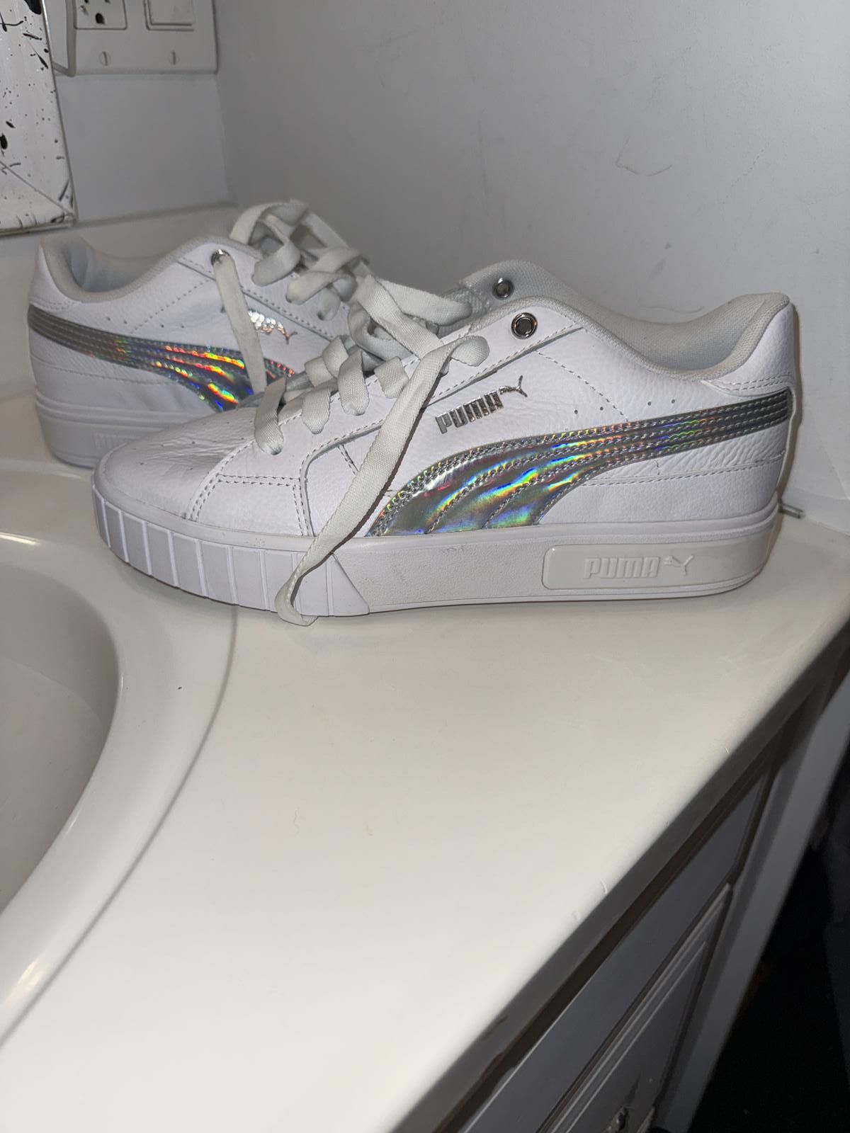 Puma Puma Women's White Sneakers with Holographic Detail Size US 7.5 / IT 37.5 - 2 Thumbnail