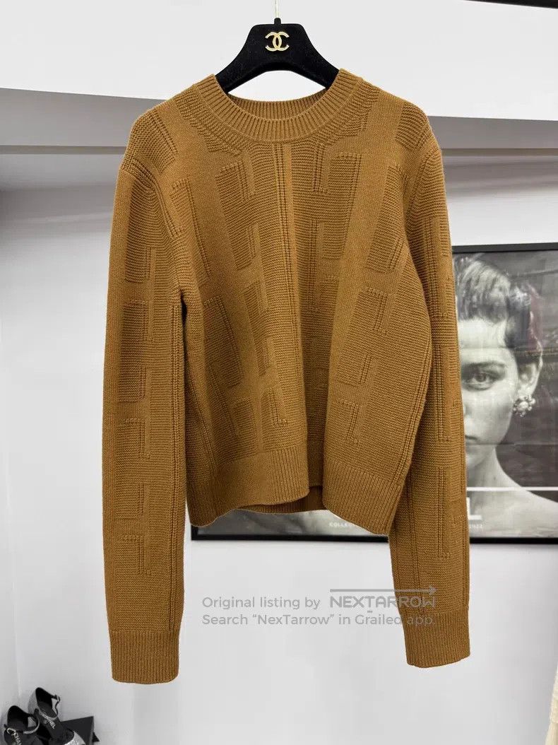 Hermes Hermes Brown Textured Knit Sweater Size XS / US 0-2 / IT 36-38 - 1 Thumbnail
