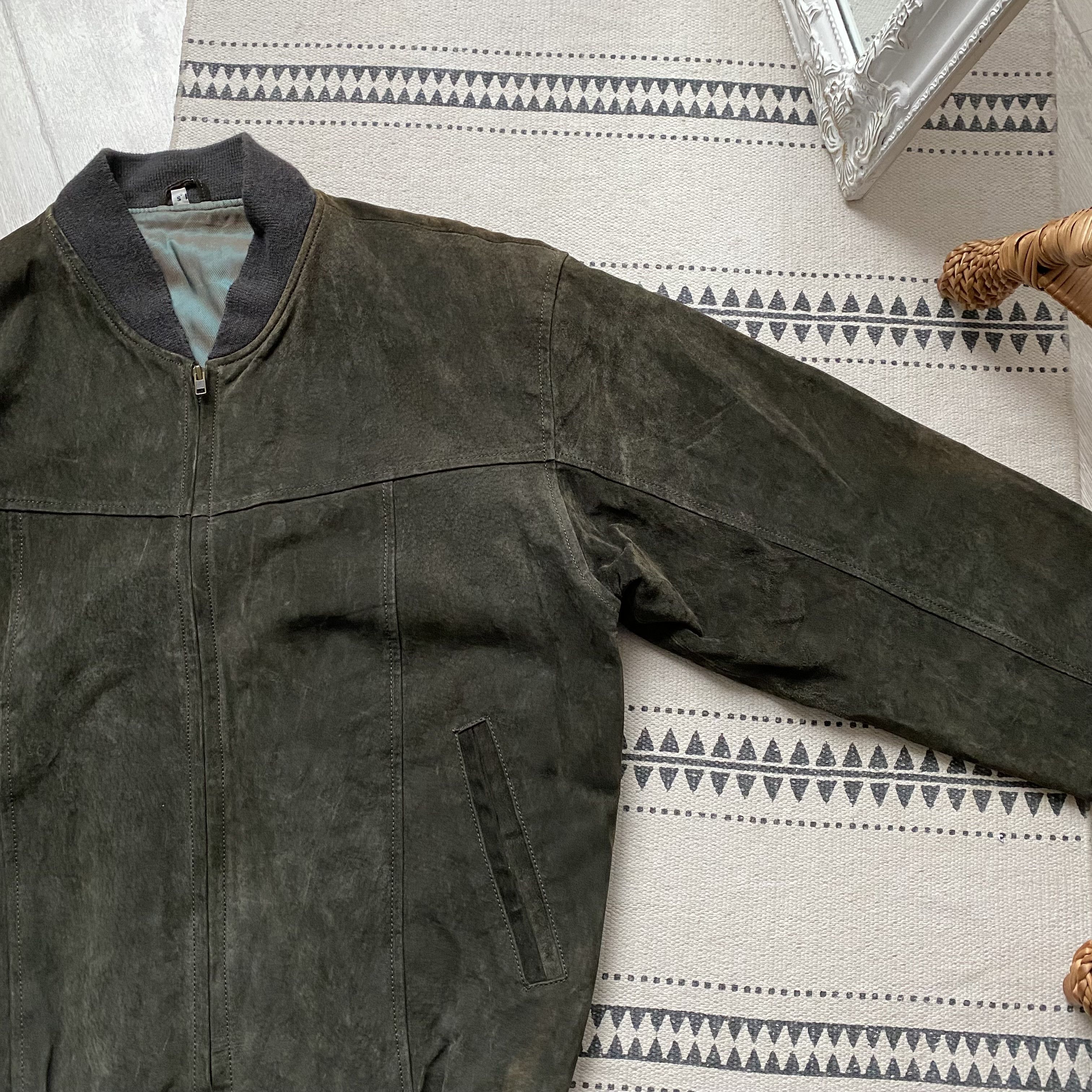 Vintage 80s Schott style Faded Leather Bomber jacket suede