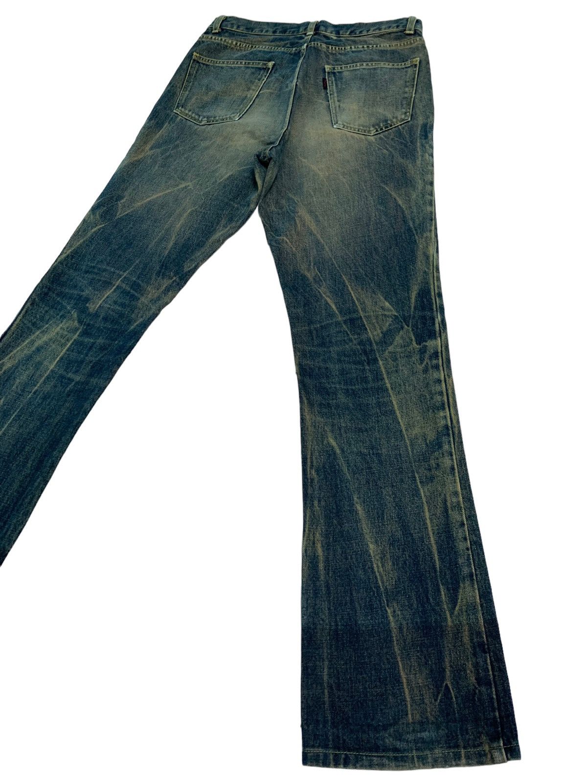 Japanese Brand 🔥Flare Dirty Distressed Four Bars Denim Jeans Size US 30 / EU 46 - 3 Thumbnail
