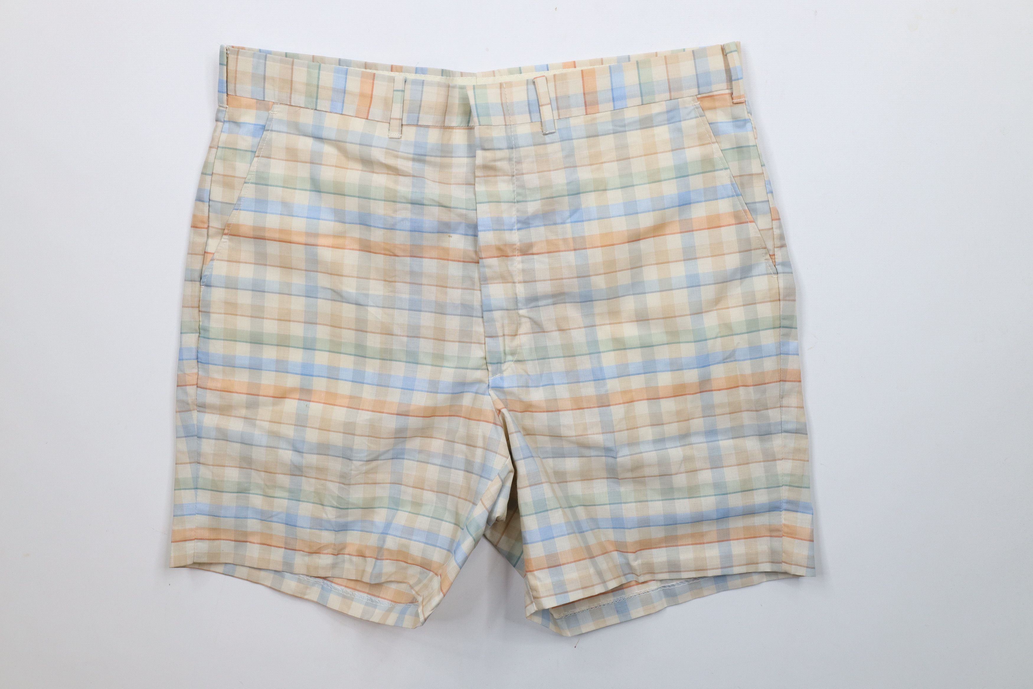 Vintage Deadstock Vintage 60s 70s Streetwear Plaid Chino Shorts Size US 36 / EU 52 - 1 Thumbnail