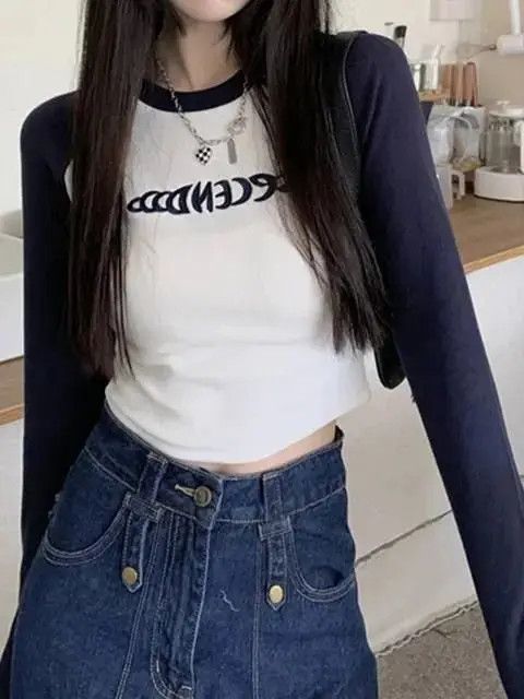 Japanese Brand Women's stylish long sleeve with inscription Size M / US 6-8 / IT 42-44 - 2 Thumbnail