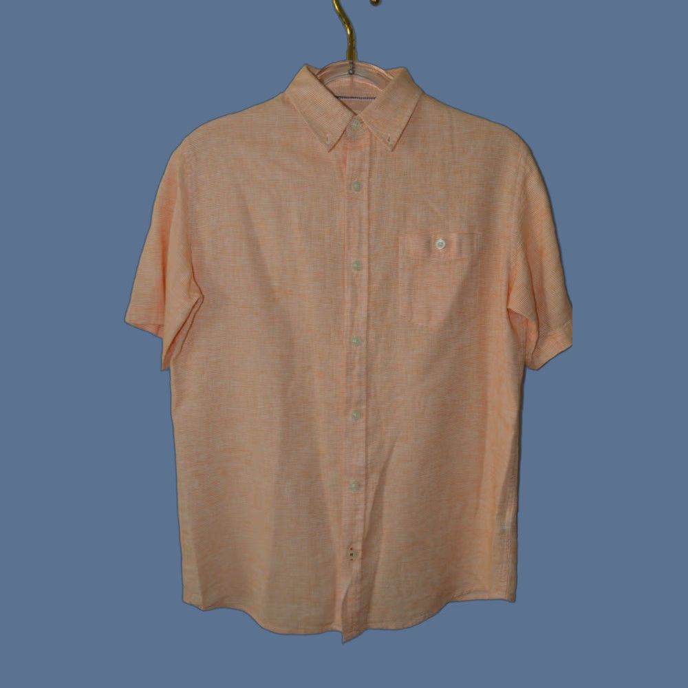 Weatherproof Weatherproof Shirt Mens Button-Up Casual Orange Linen Blend Short Sleeve Modern Comforts Size US M / EU 48-50 / 2 - 1 Thumbnail