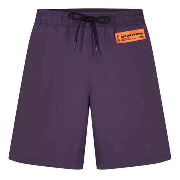 image of Heron Preston O1G2R1Mq0524 Logo Patch Swim Shorts In Purple, Men's (Size 28)