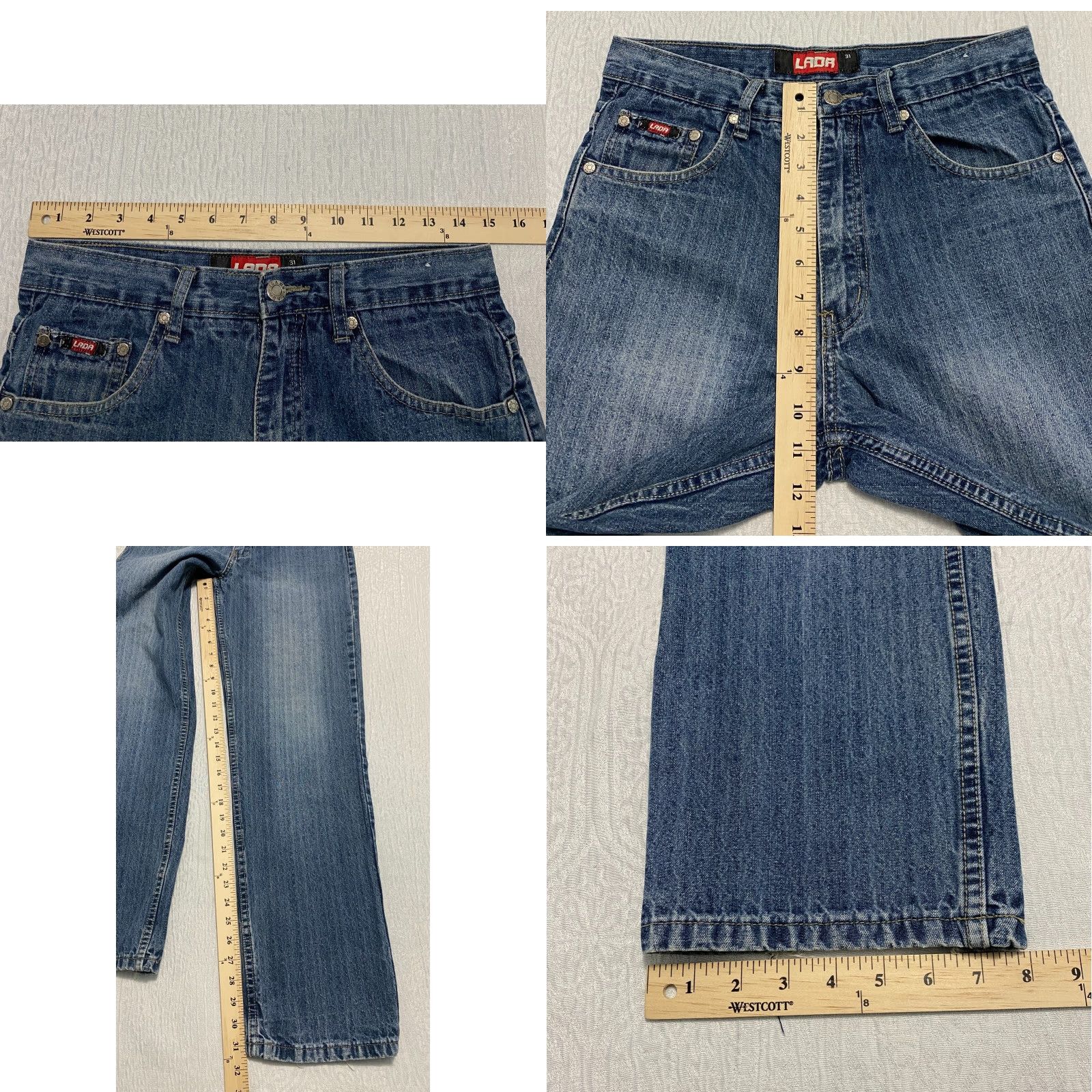 Vintage LADA Jeans Straight 30x31 Blue Distressed Mens Jeans 30 Regular Blue Denim 5-Pocket Style Straight Mens Size US 30 / EU 46 - 8 Thumbnail