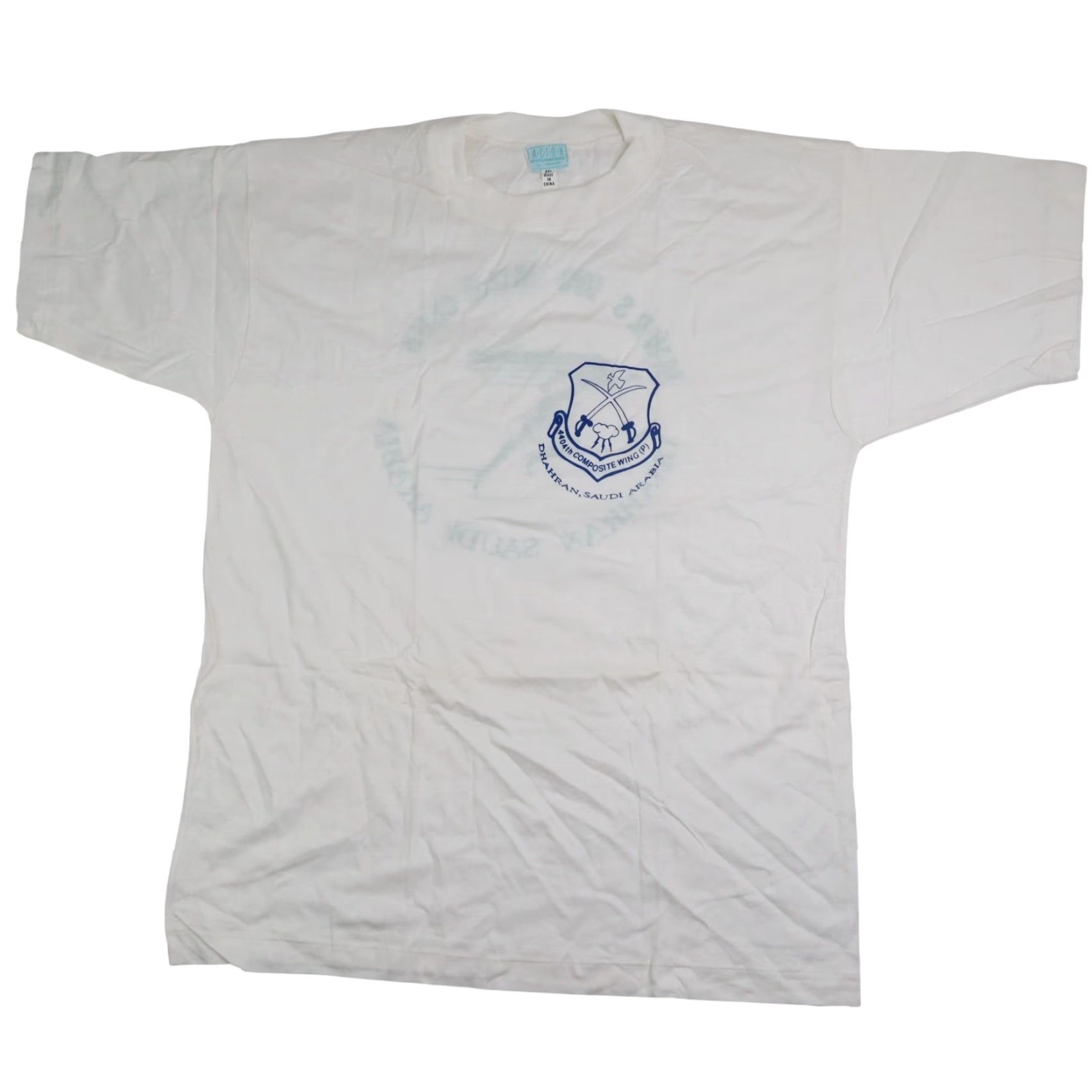 Vintage VINTAGE 90s 4404th Composite Wing (P) Saudi Arabia 100 Mile Club T Shirt Large Mens White XXL 100 Mile Club 90s Vintage Shirt Size US L / EU 52-54 / 3 - 2 Thumbnail