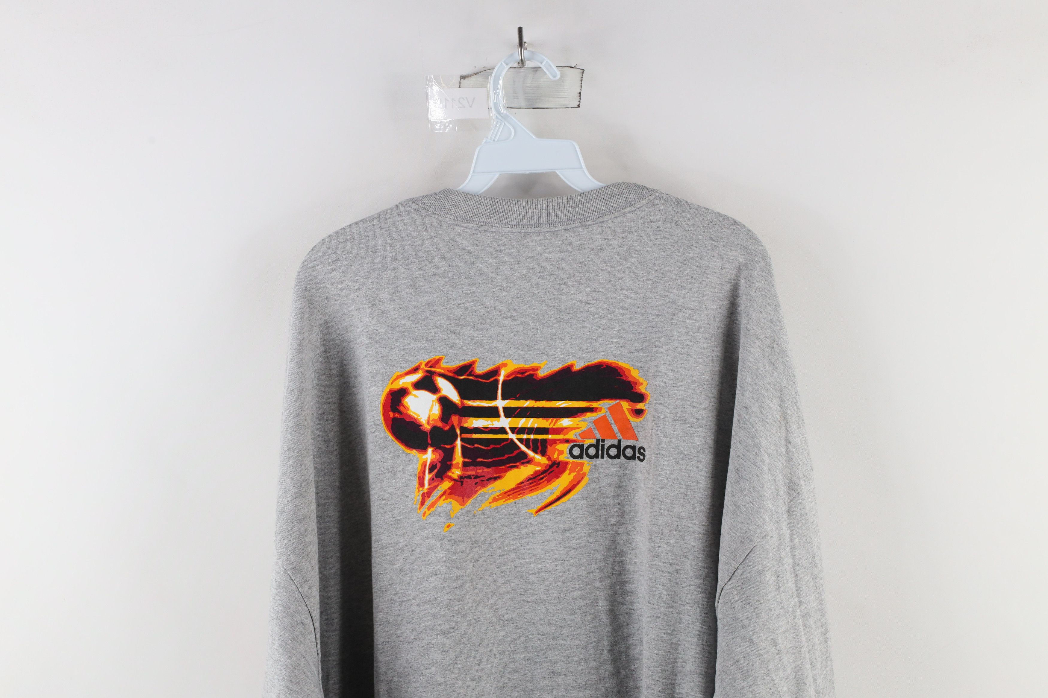 Adidas × Vintage Vintage 90s Adidas Soccer Fire Flames Long Sleeve T-Shirt Size US XXL / EU 58 / 5 - 10 Thumbnail