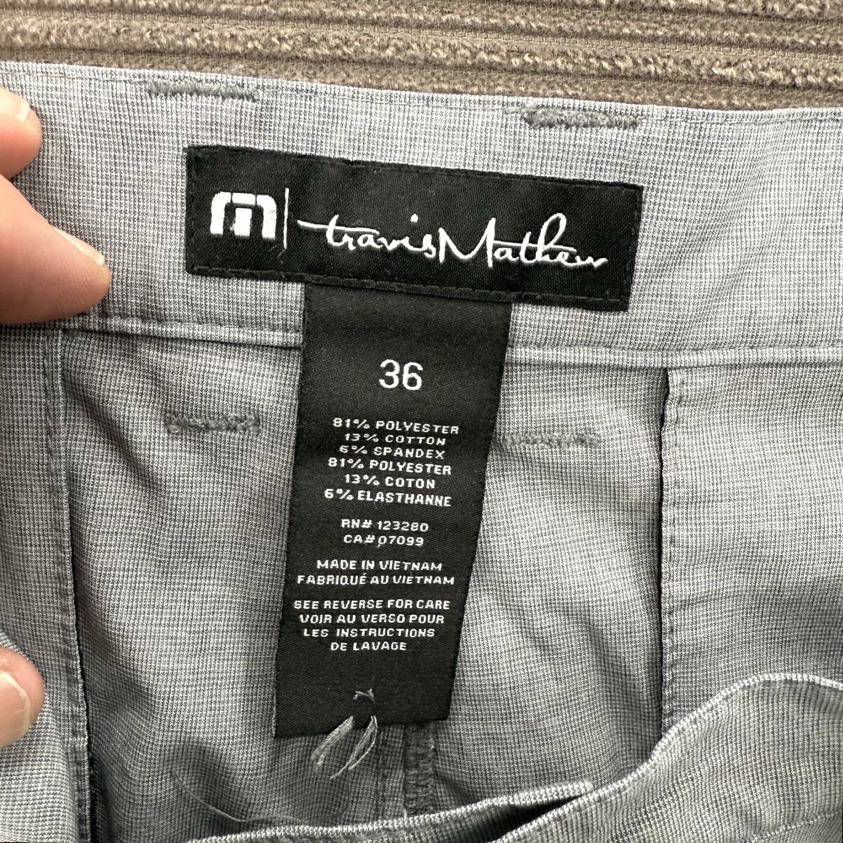 TravisMathew Travis Mathew Shorts Men 36 Gray Polyester Outdoors Golf Tennis Preppy Beach Chino Flat Front Pockets Logo | Regular Fit Mens Size US 36 / EU 52 - 3 Thumbnail