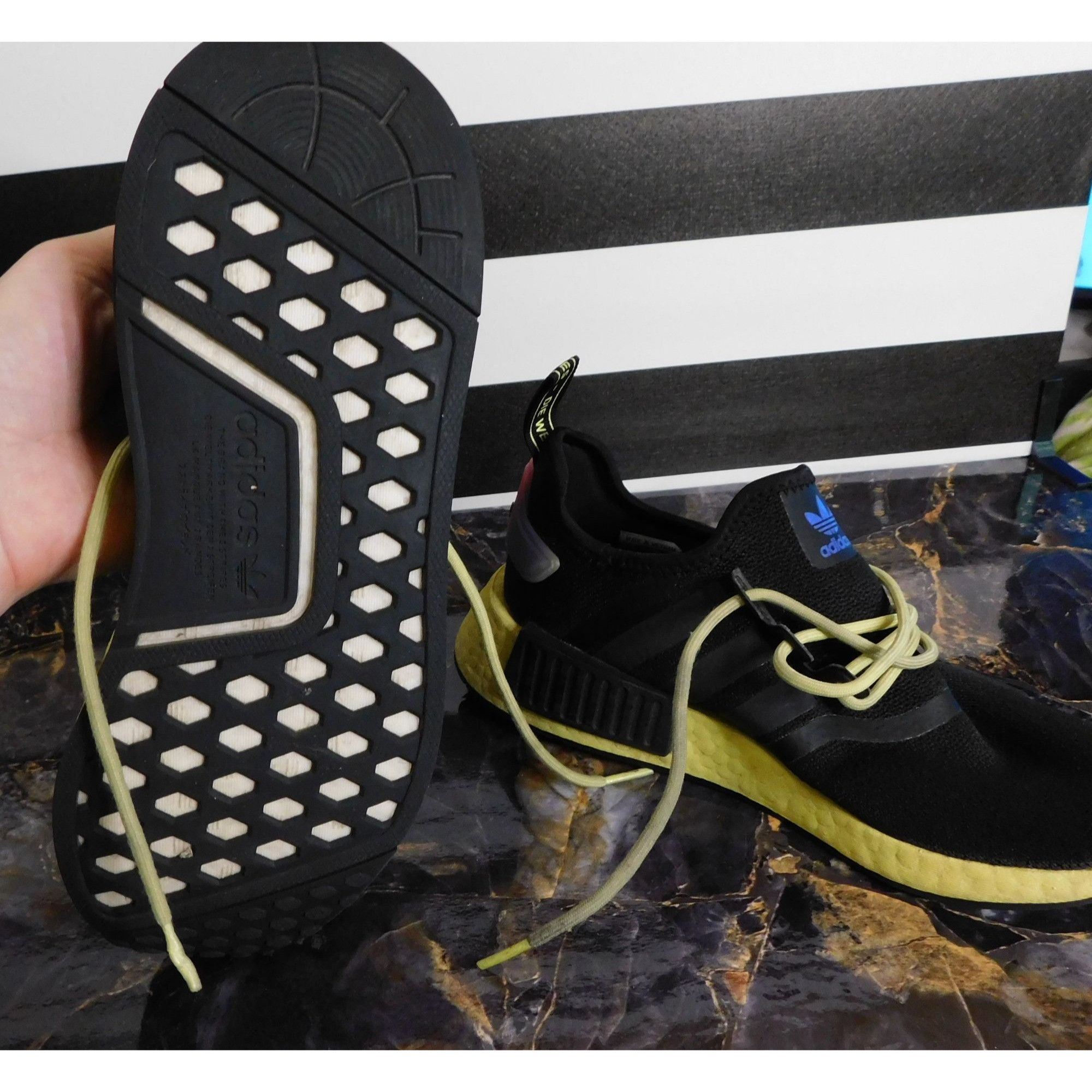 Adidas Adidas Originals NMD_R1 J Core Black Pulse Yellow Sneakers S Size US 5 / EU 37 - 5 Thumbnail