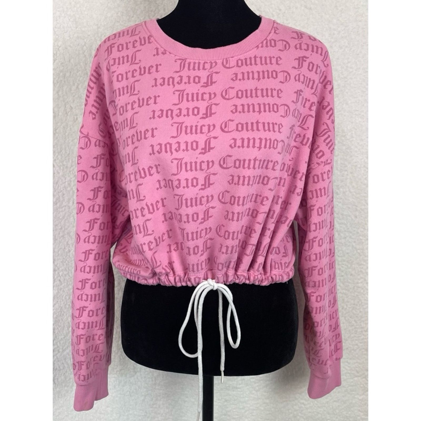 Juicy Couture JUICY COUTURE x F21 • Pink Logo Print Cropped Tie Sweatshirt Size M / US 6-8 / IT 42-44 - 13 Thumbnail