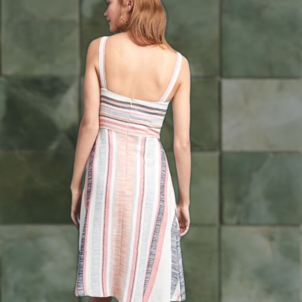 Anthropologie NWT Anthropologie HUTCH Florentine Pastel Striped Midi Dress Womens Sz 10 Size L / US 10 / IT 46 - 1 Thumbnail