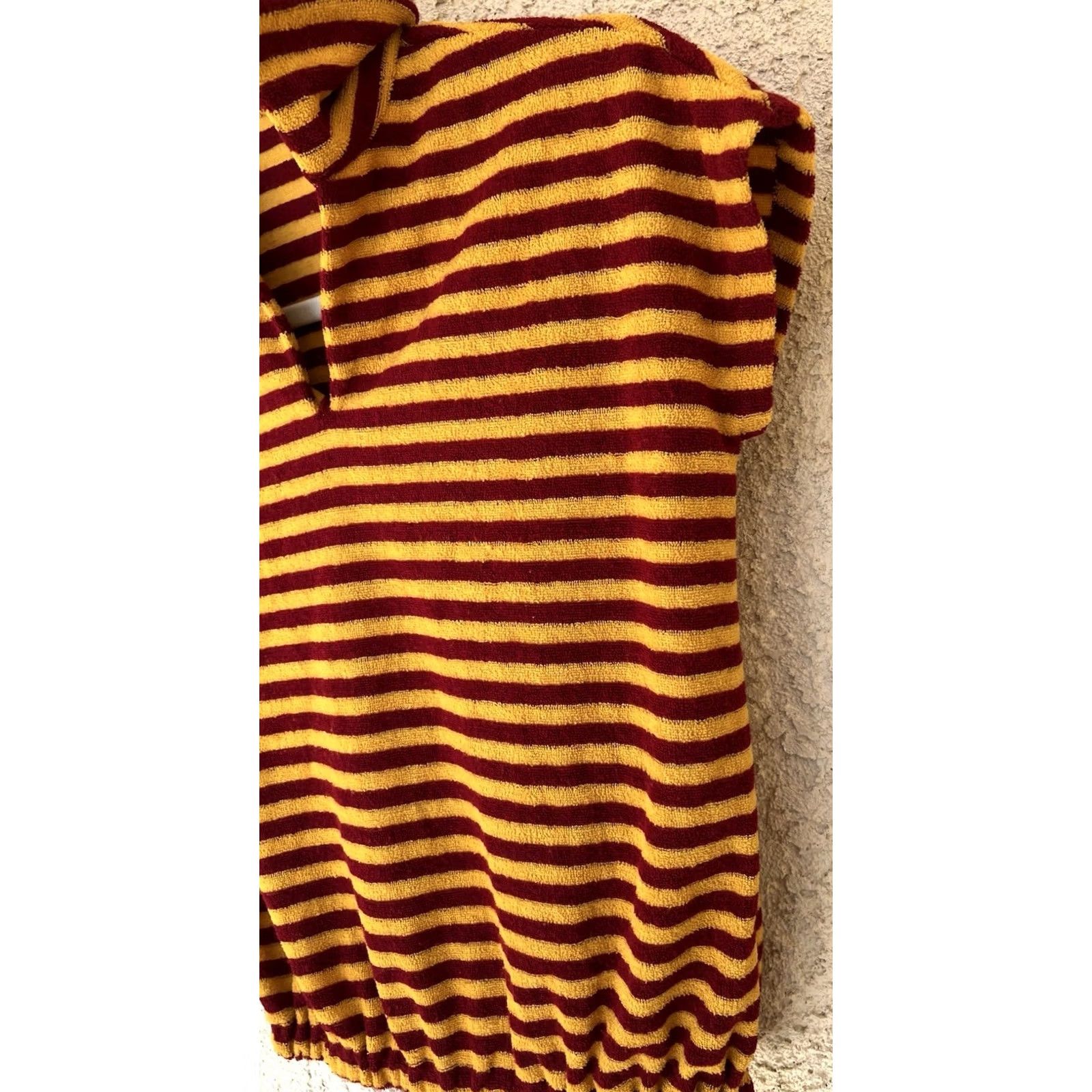 Vintage VINTAGE Shirt Golden Yellow Burgundy Striped Polo Top S/M 60s 70s Mod Size S / US 4 / IT 40 - 3 Thumbnail