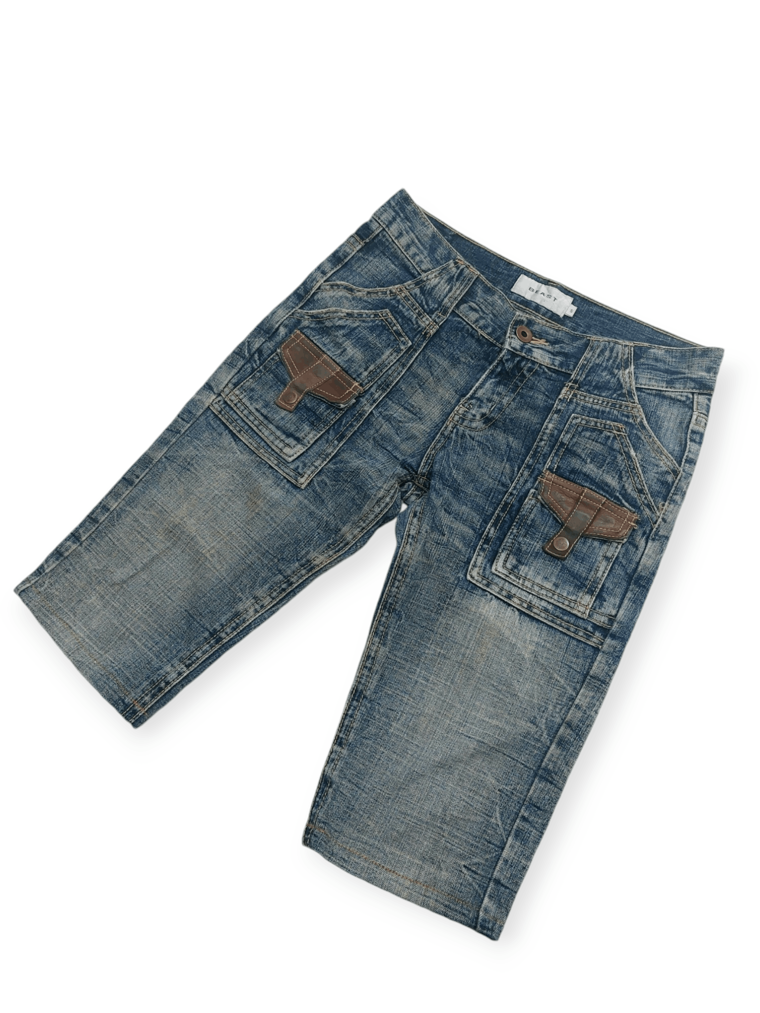 Japanese Brand Beast Leather Strip Multipocket Short Pant Size US 30 / EU 46 - 2 Thumbnail