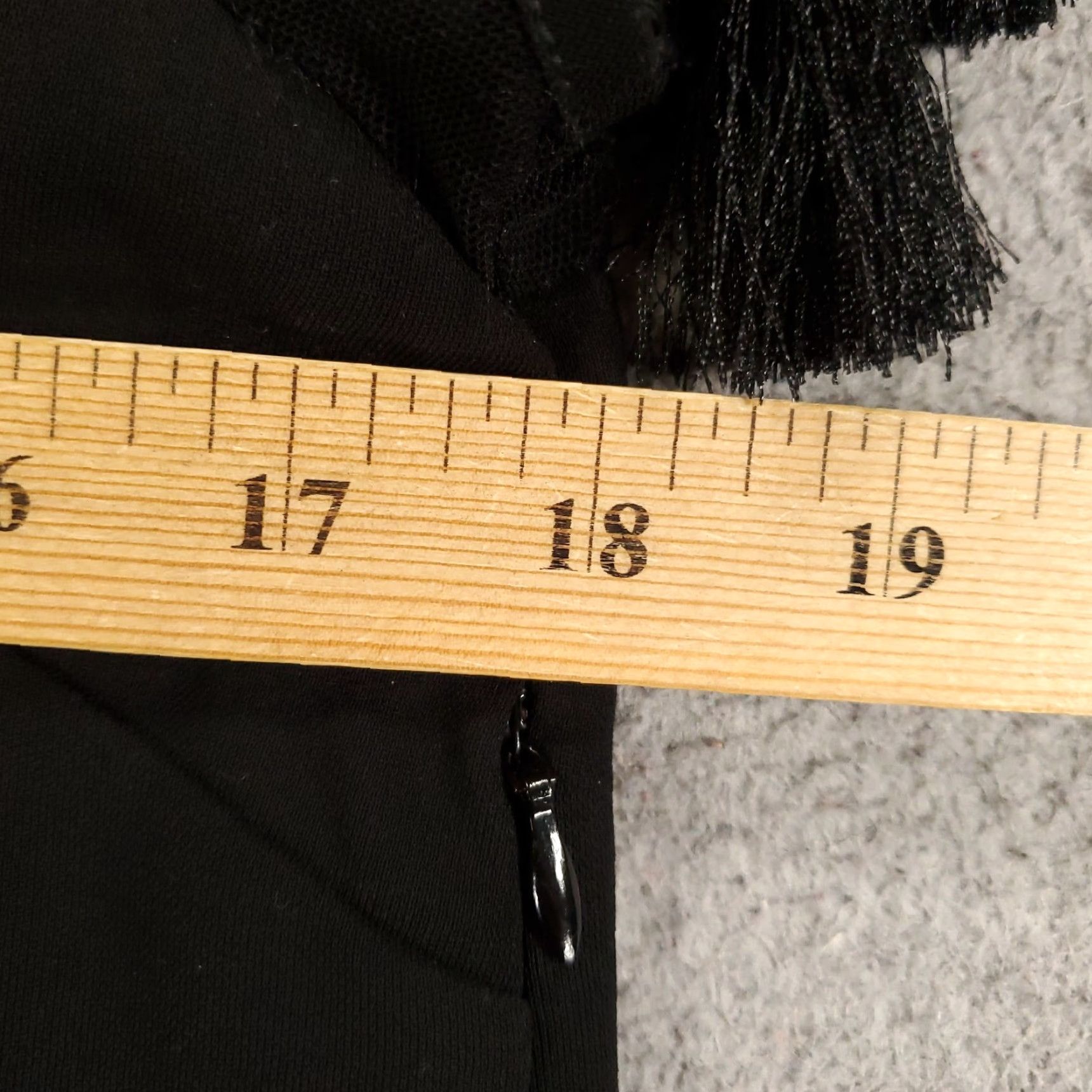 Lulus Lulus Black Dress Womens Medium Sheer Top Fringe Side Zip Mini Knee Dress Length Short Tassel Size M / US 6-8 / IT 42-44 - 4 Thumbnail