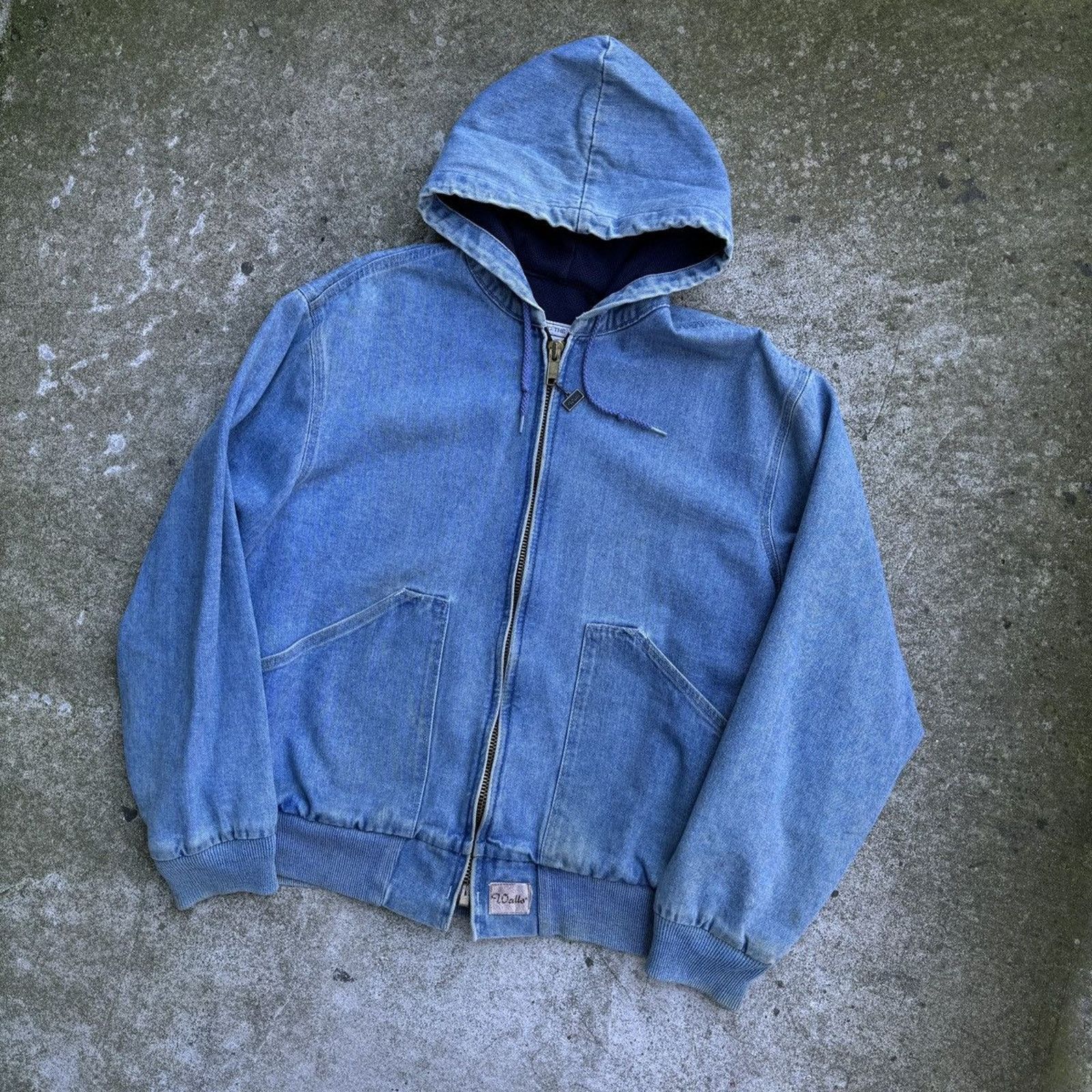 Vintage 90s Thermal Lined Denim Zip Up Work Jacket ERD Grunge Faded Size US L / EU 52-54 / 3 - 2 Thumbnail