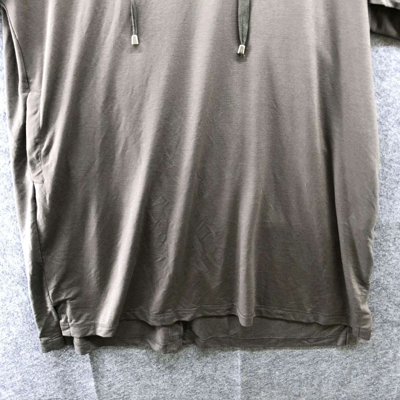Vintage Cable & Gauge Hoodie Tunic Top Womens 1X Brown Short Sleeve Pullover Jersey Knit Size XL / US 12-14 / IT 48-50 - 4 Thumbnail