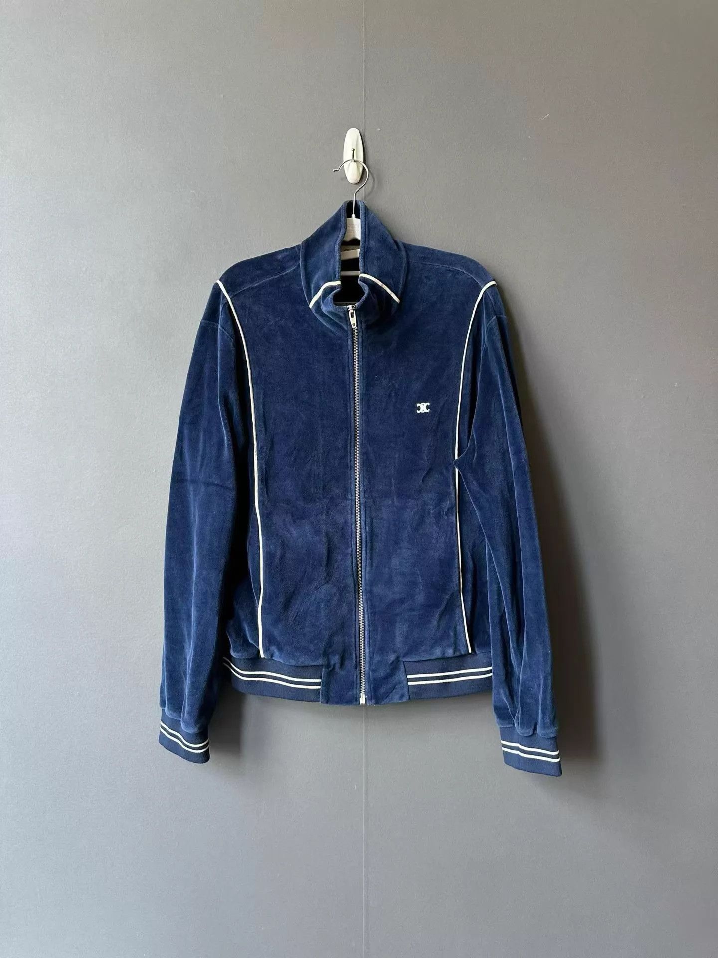Celine Celine blue velvet jacket L 98 new Size L / US 10 / IT 46 - 1 Thumbnail