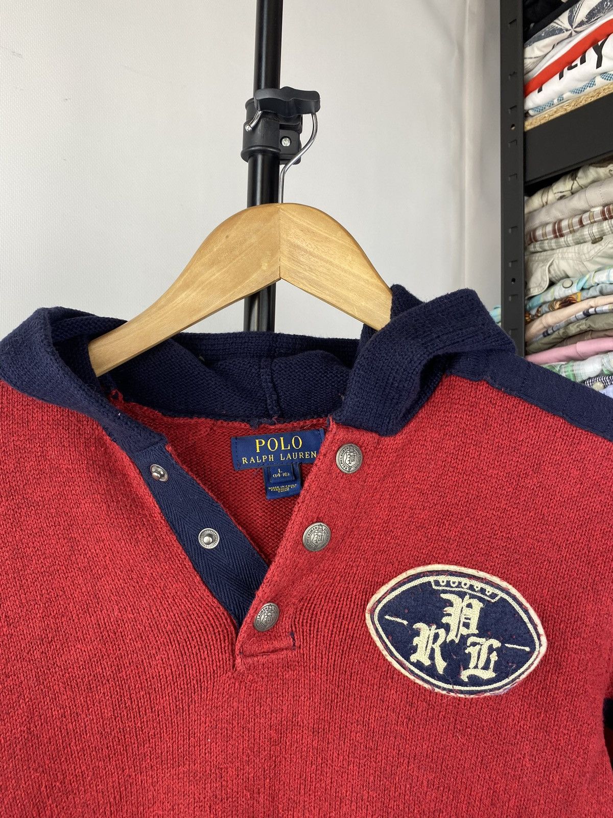 Polo Ralph Lauren × Vintage Polo Ralph Lauren Womens Medium Sweater Hoodie Red Designer Size M / US 6-8 / IT 42-44 - 3 Thumbnail