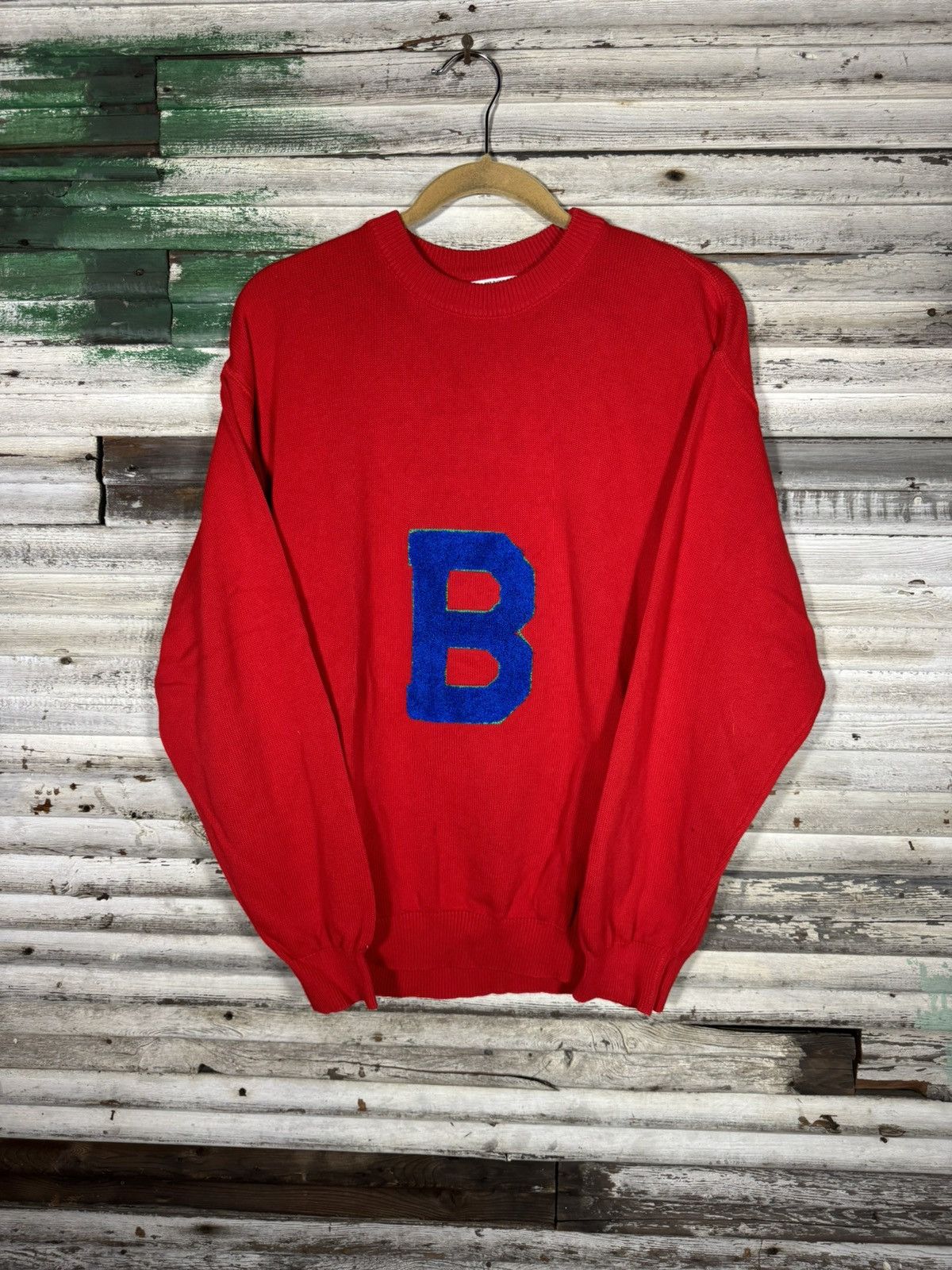 United Colors Of Benetton Vtg 80s Letterman B Sweater