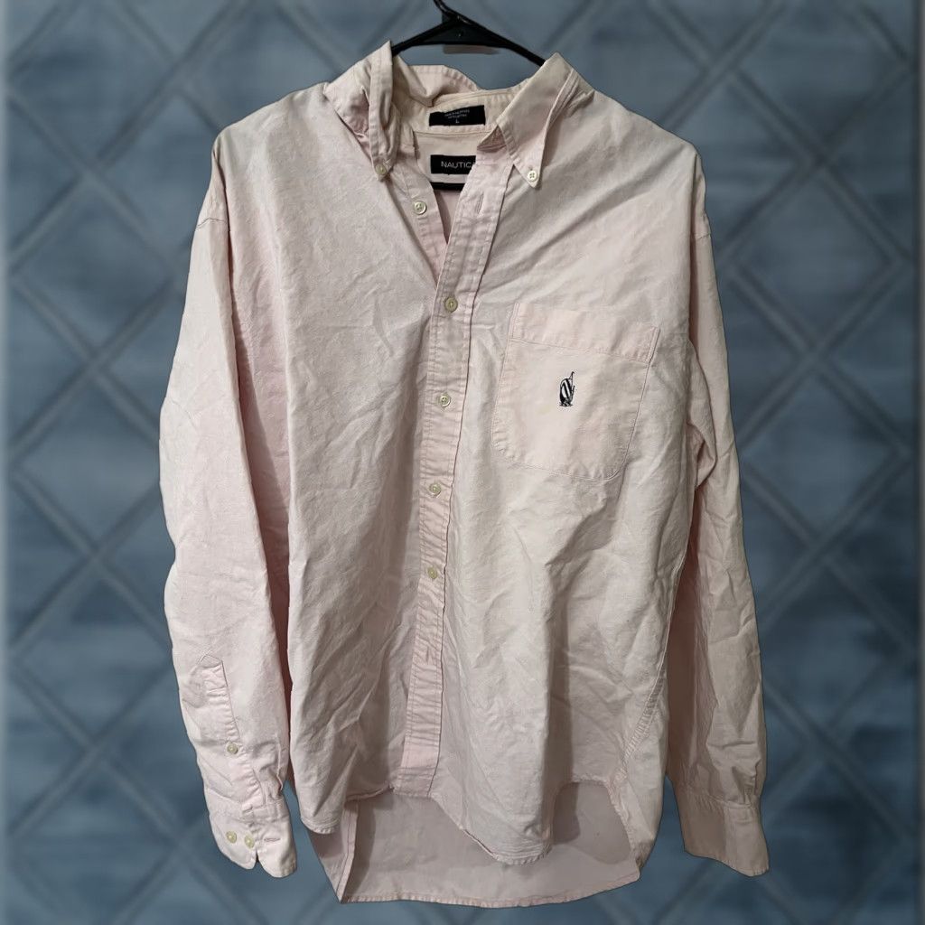 Nautica Nautica Button Up Shirt Mens Large Pink Long Sleeve Casual Woven Classic Preppy Size US L / EU 52-54 / 3 - 1 Thumbnail