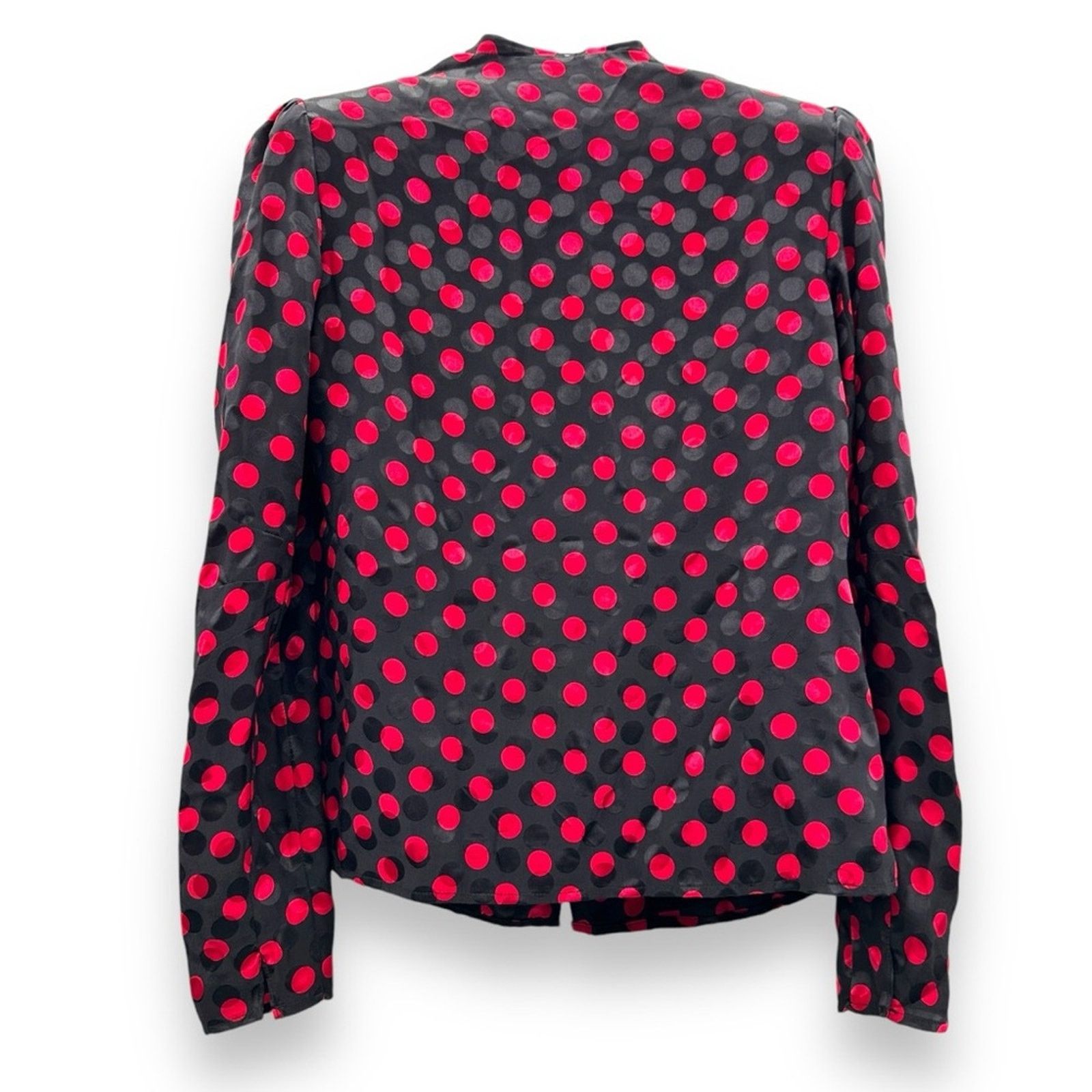 RE/DONE Re/Done 100% Silk Red & Black Polka Dot Button Front Top XS Size XS / US 0-2 / IT 36-38 - 5 Thumbnail