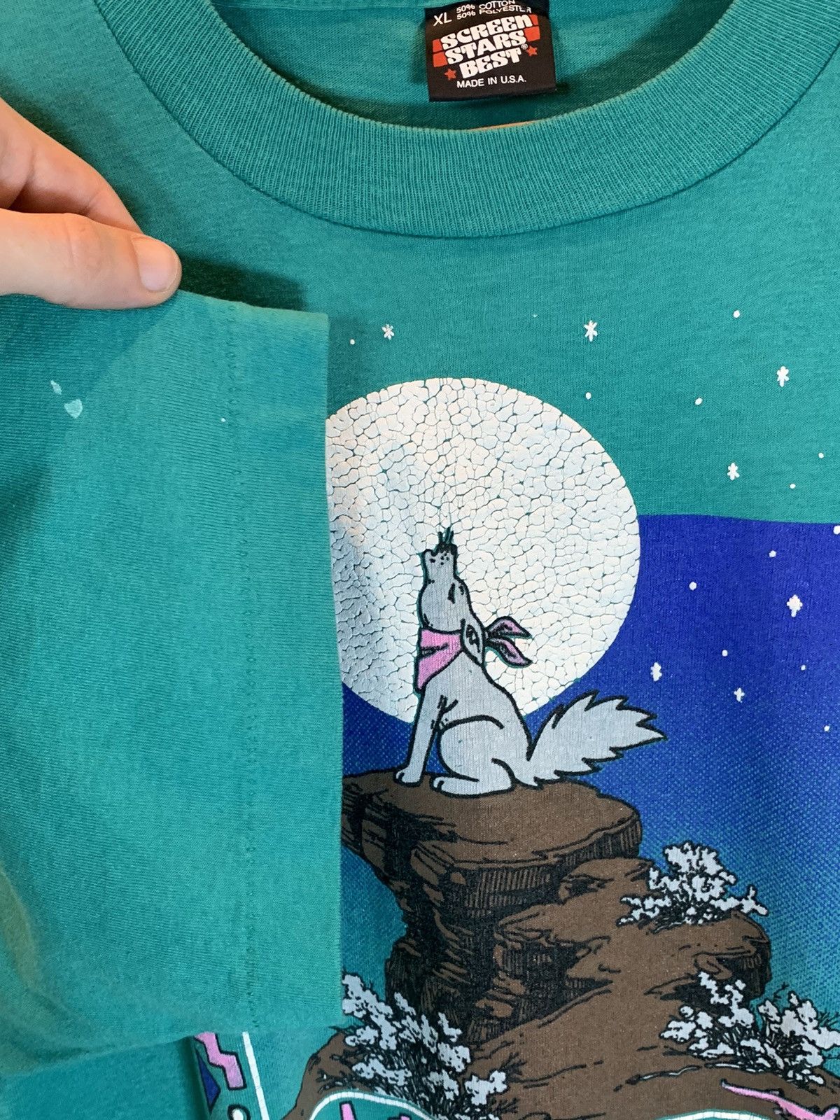 Vintage *RARE* Vintage Nevada Nite Life Coyote Single Stitch T-Shirt Size US XL / EU 56 / 4 - 3 Thumbnail