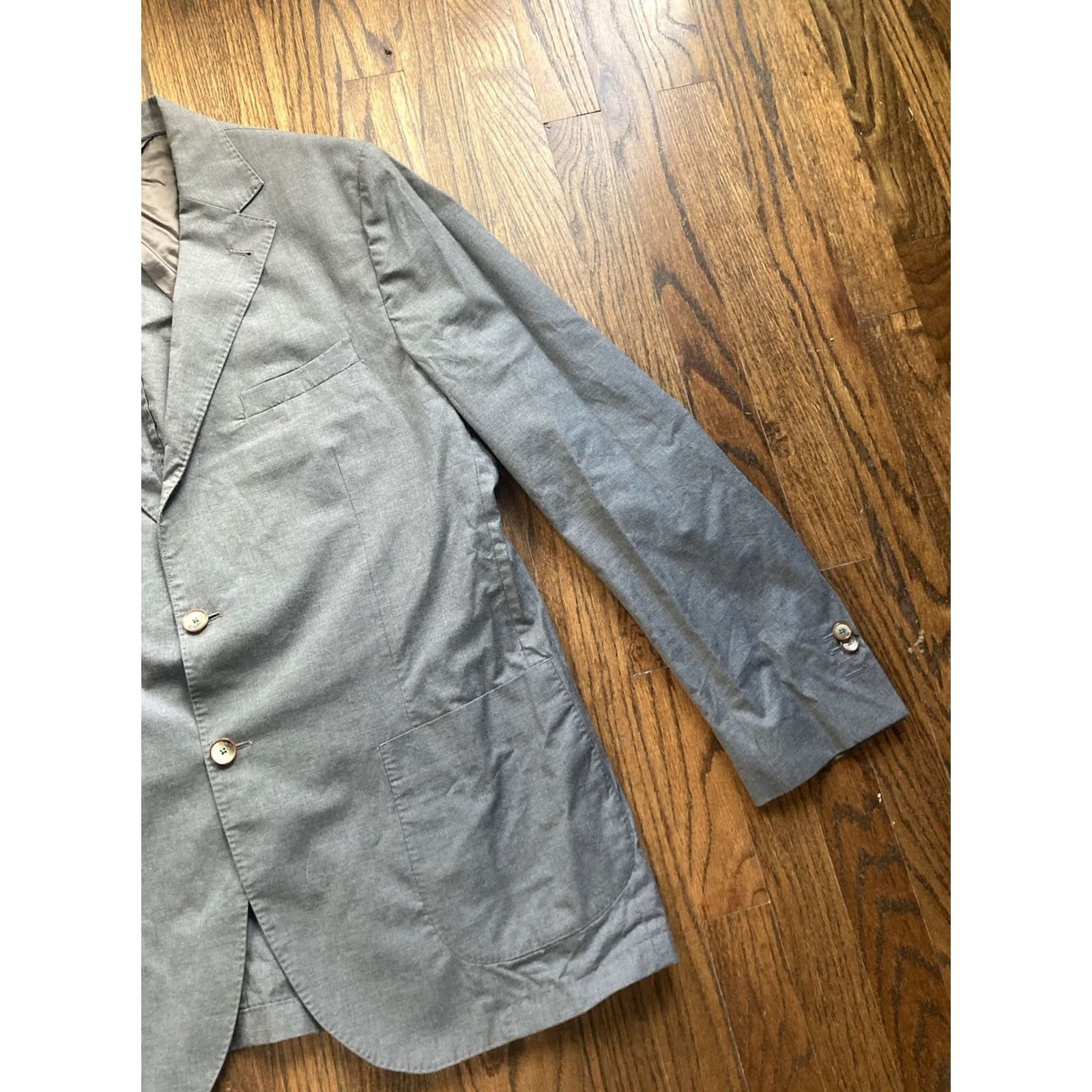 Massimo Dutti Massimo Dutti Blazer Mens Size 48 Gray Unstructured Cotton Lightweight Jacket Size 48R - 3 Thumbnail
