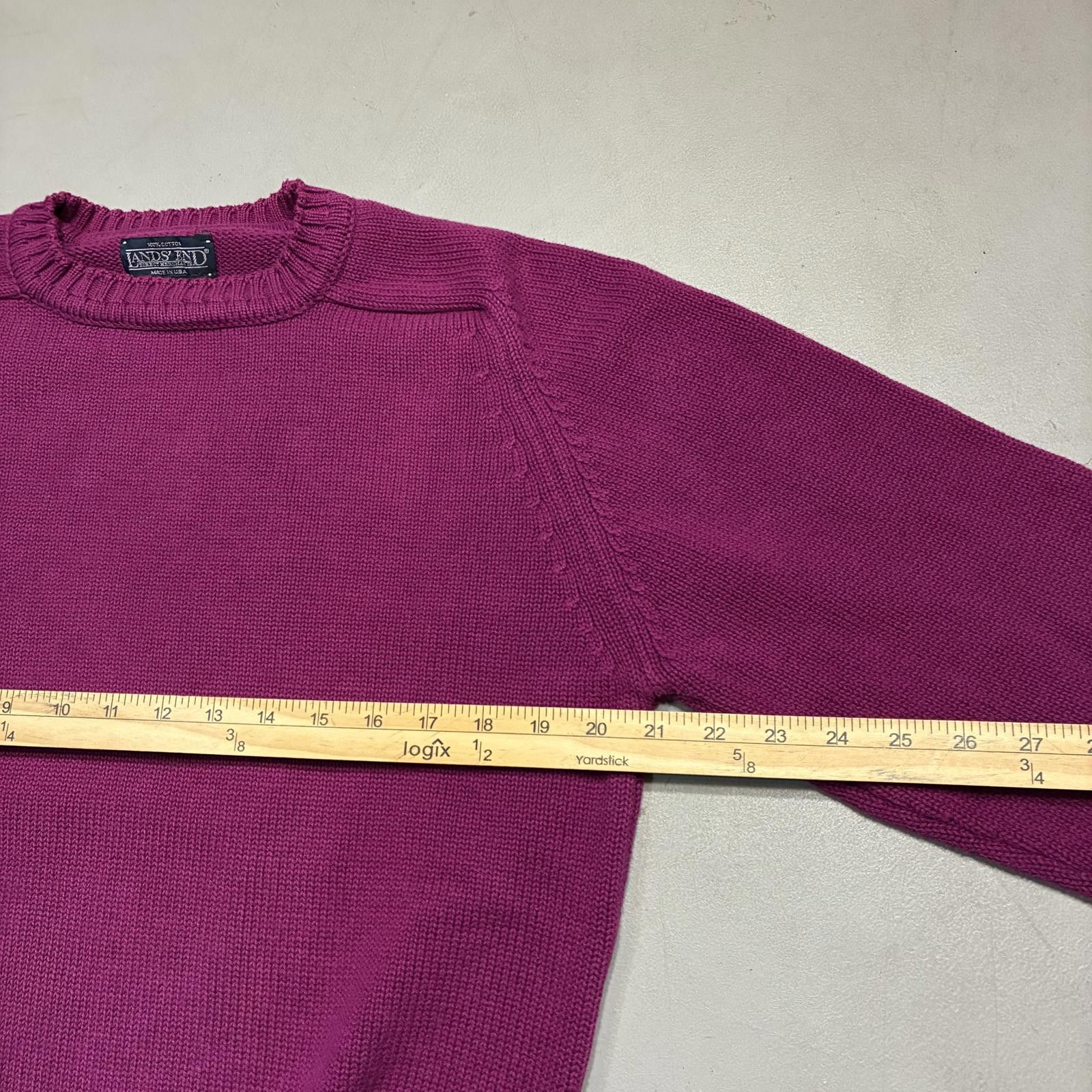 Lands' End Vintage 80s Lands End Purple Knit Sweater Men's Sz L Cotton Size US L / EU 52-54 / 3 - 7 Thumbnail