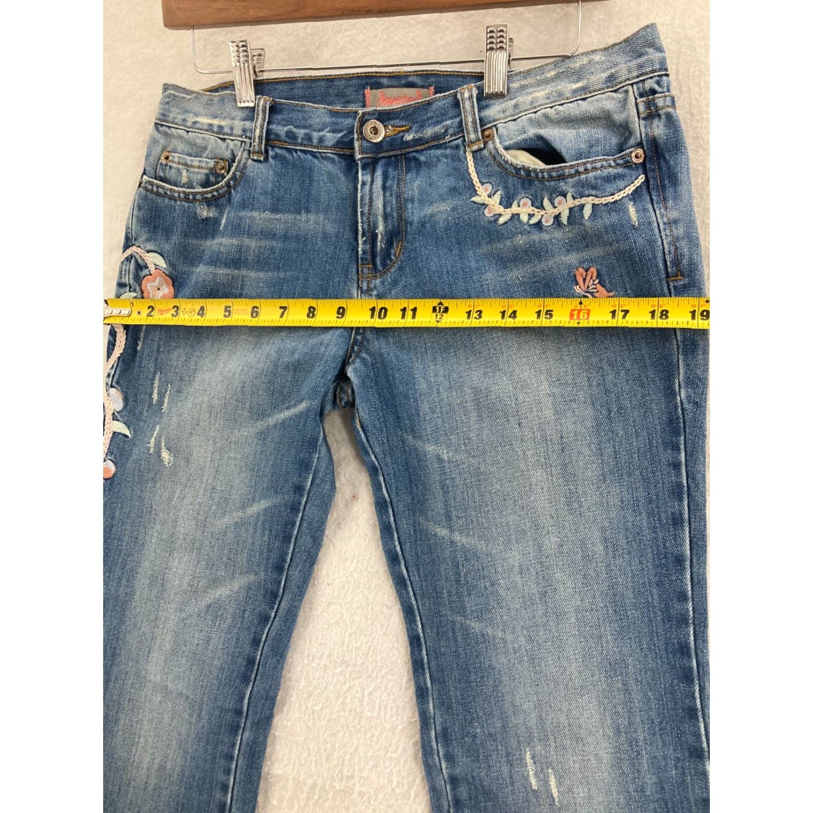 Vintage Devoted Jeans Women's Bootcut 29 Blue Denim with Embroidered Pockets Regular Fit Size 29" - 3 Thumbnail
