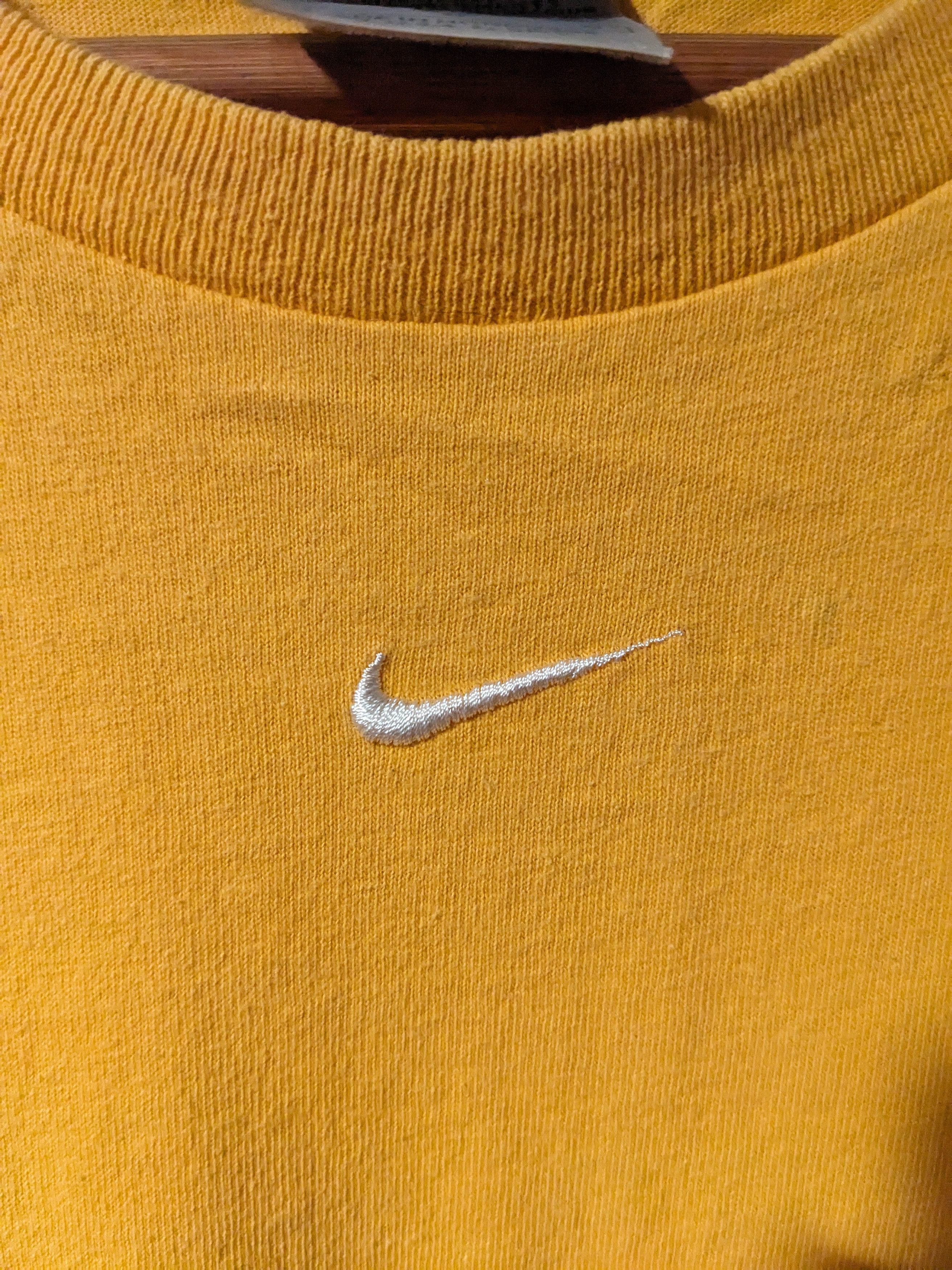 Nike × Vintage Vintage Y2K Nike Center Swoosh Yellow Large T-Shirt Size US L / EU 52-54 / 3 - 2 Thumbnail