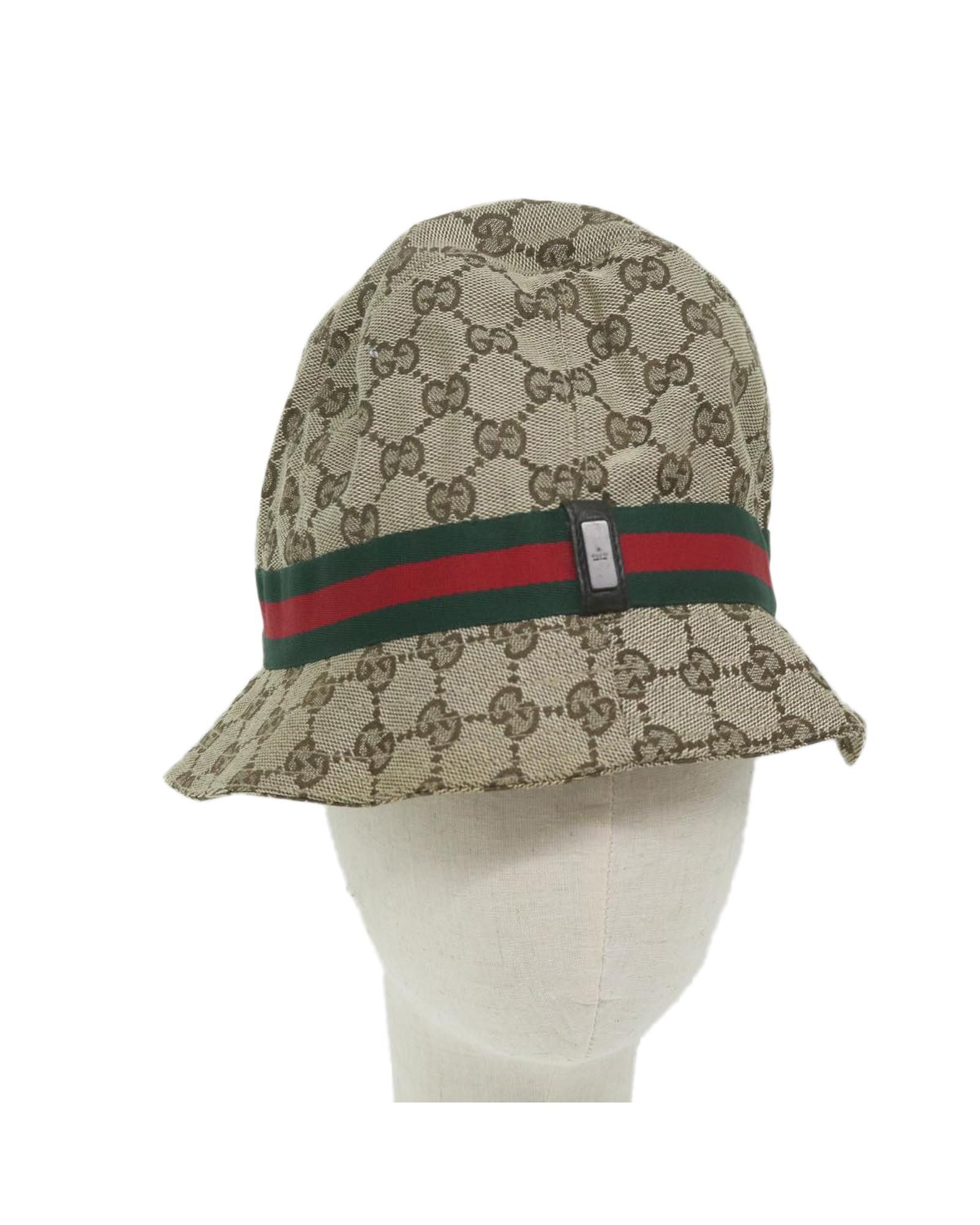 image of Gucci Gg Canvas Web Sherry Line Hat With Beige Red And Green Accents, Women's