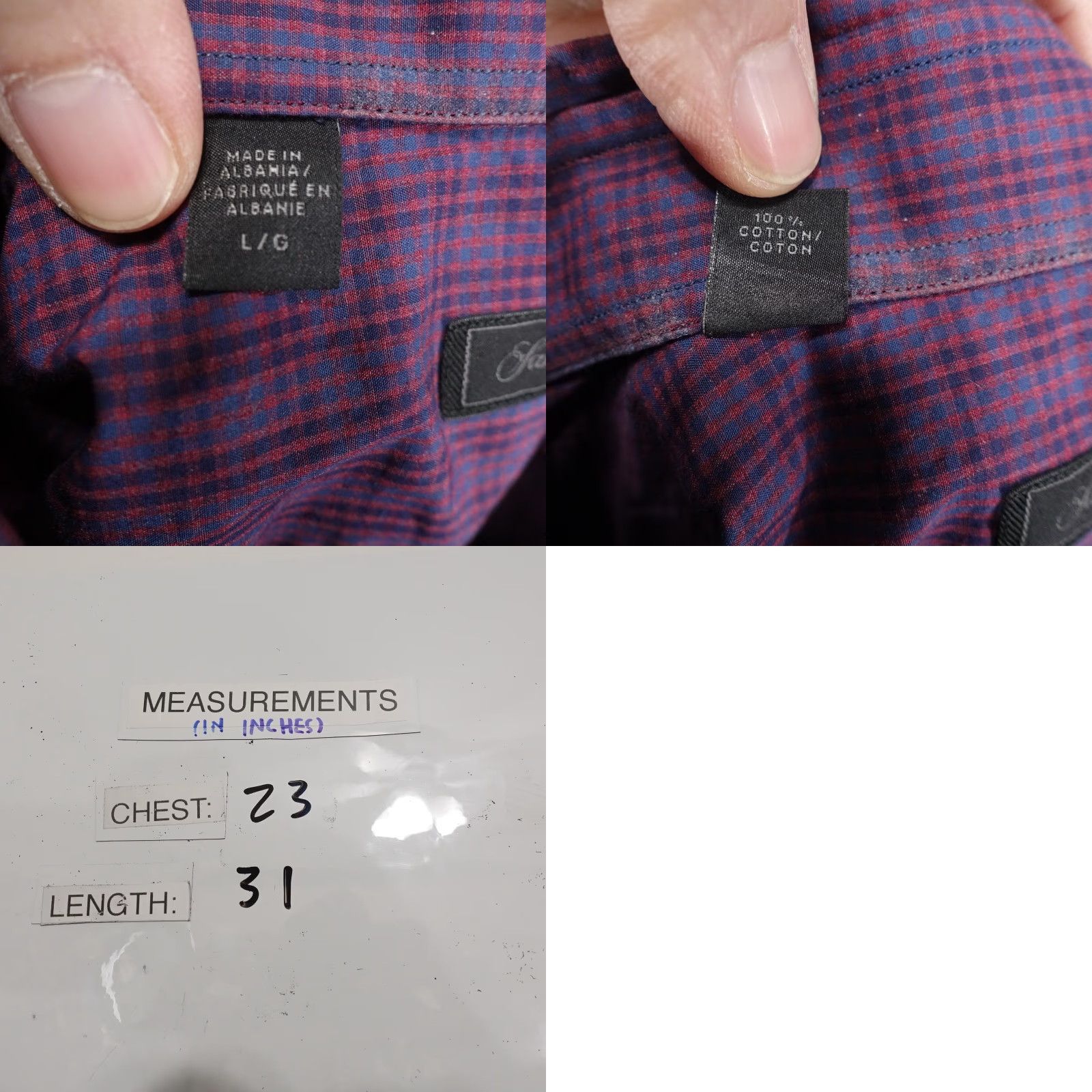 Saks Fifth Avenue Saks Fifth Avenue Shirt Mens Large Purple Plaid Cotton Button Front Long Sleeve Shirt Size US L / EU 52-54 / 3 - 8 Thumbnail